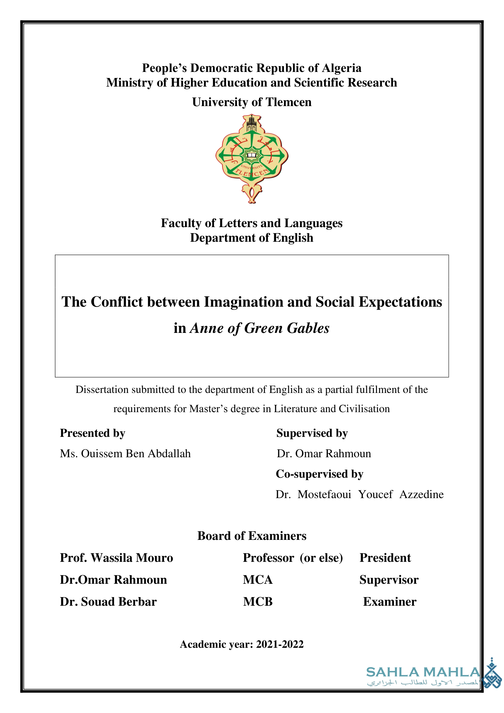 The Conflict between Imagination and Social Expectations in Anne of Green Gables