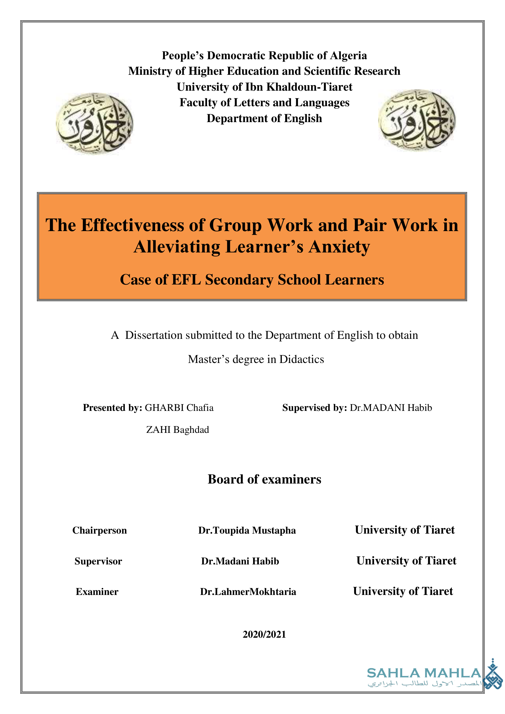 The Effectiveness of Group Work and Pair Work in Alleviating Learner's Anxiety