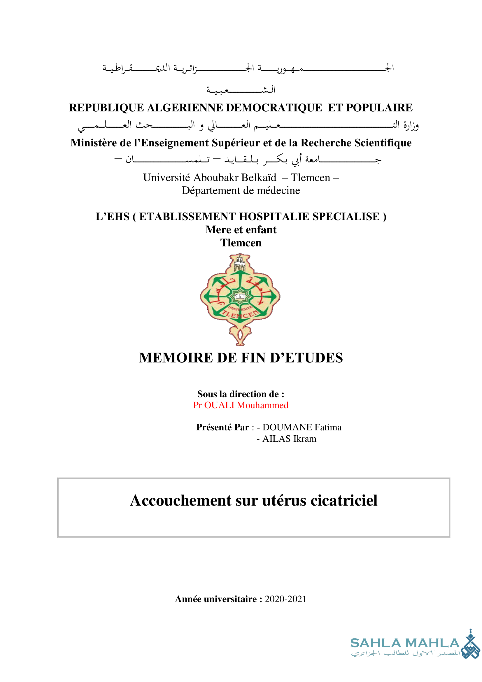 Accouchement sur utérus cicatriciel