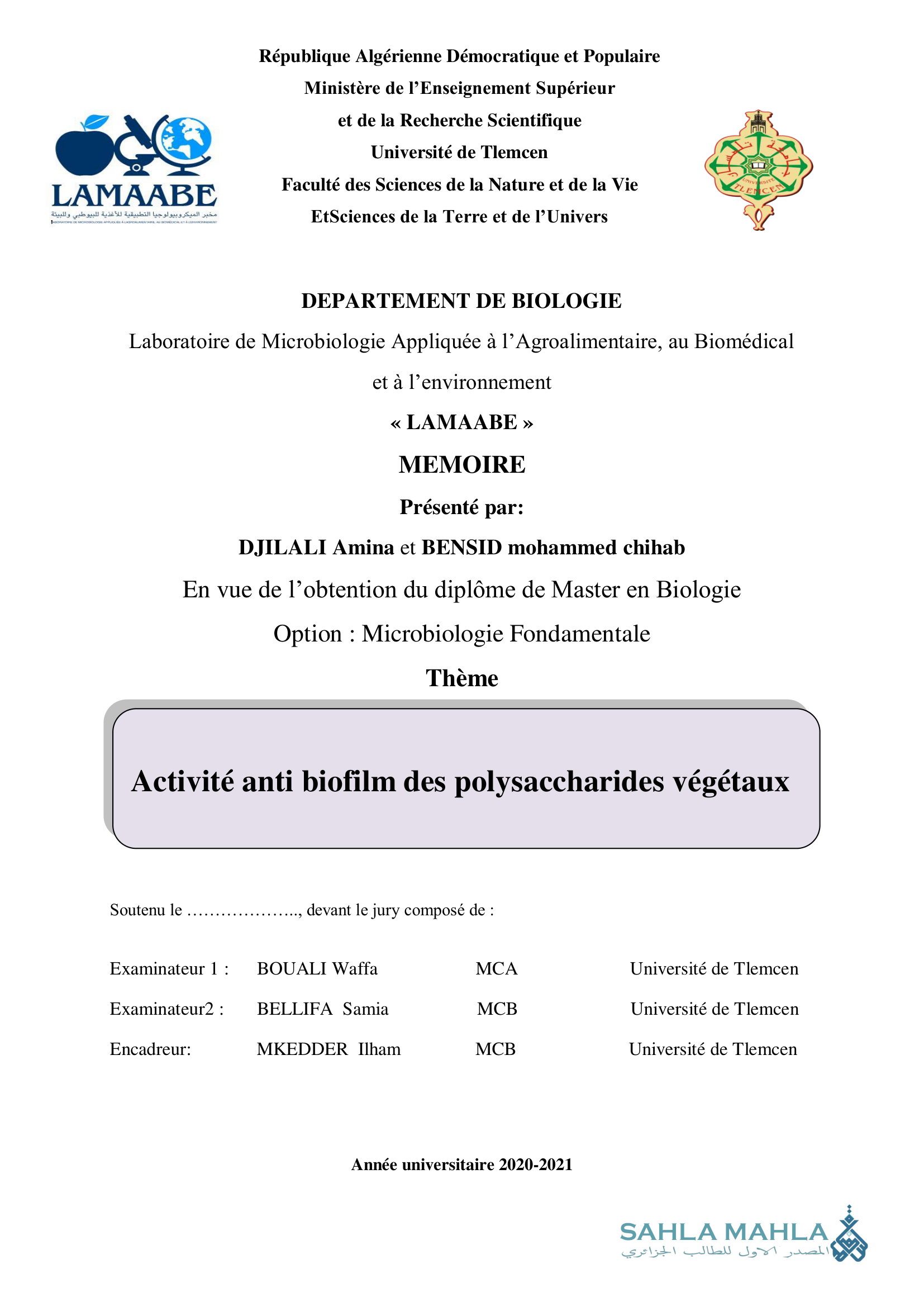 Activité anti biofilm des polysaccharides végétaux