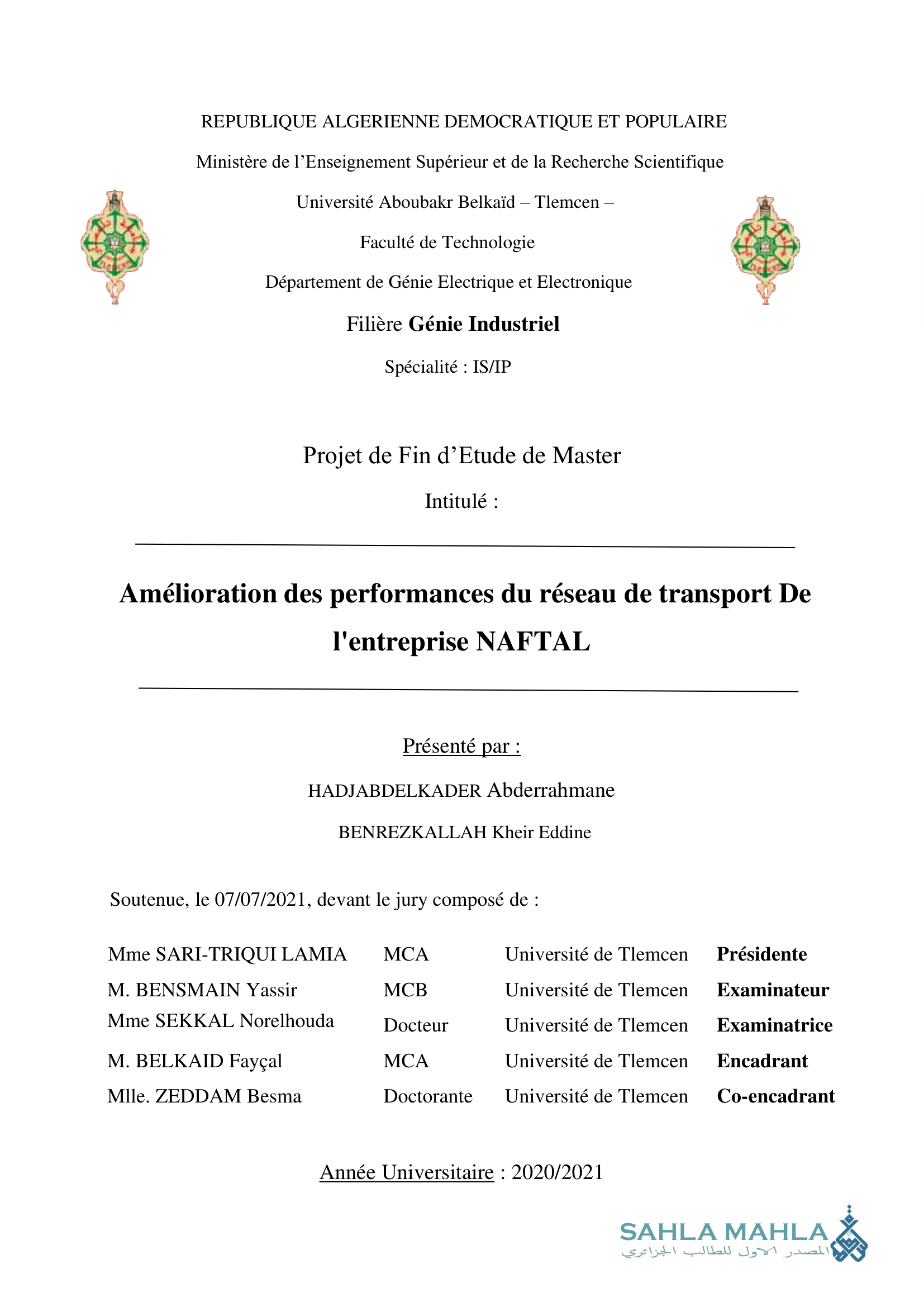 Amélioration des performances du réseau de transport De l'entreprise NAFTAL