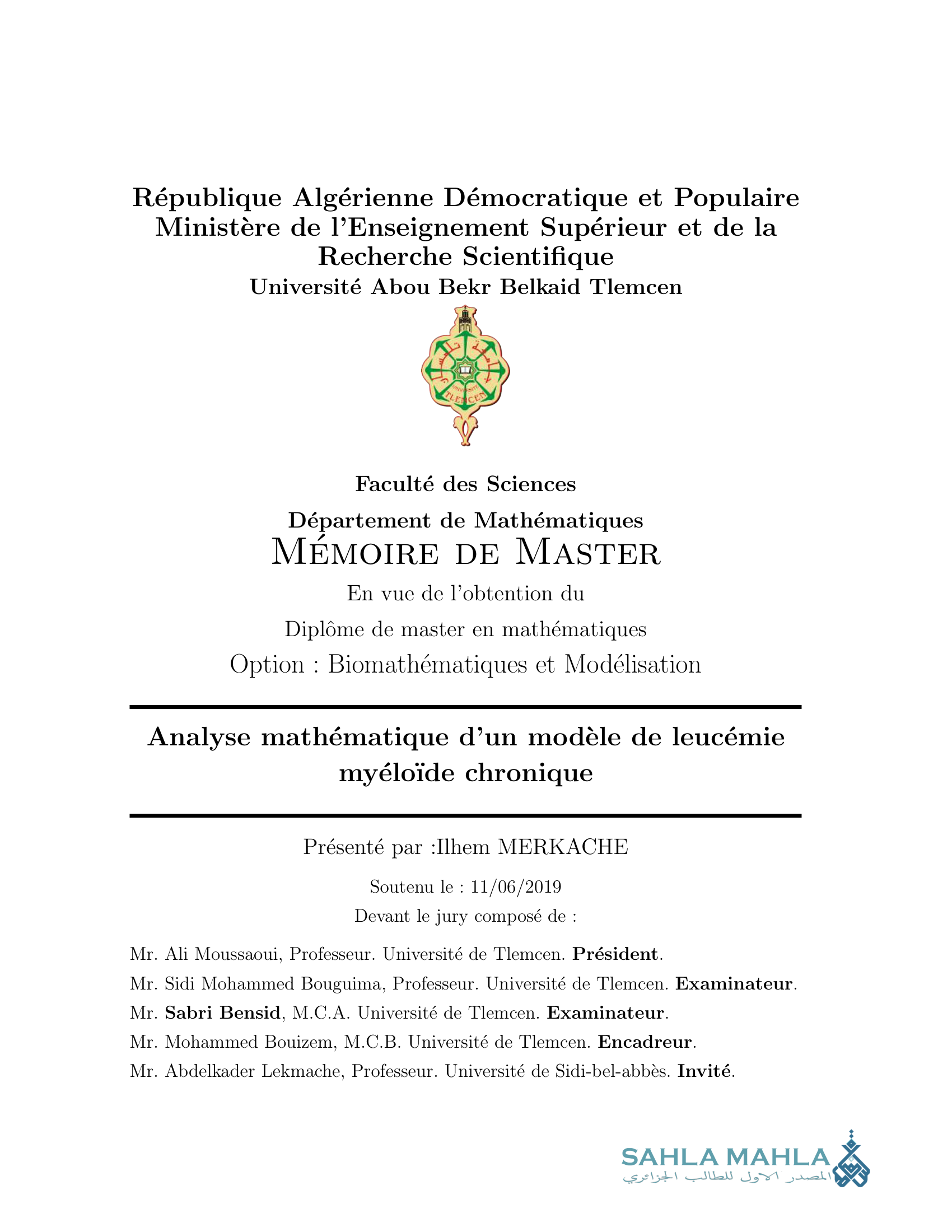 Analyse mathématique d'un modèle de leucémie myéloïde chronique