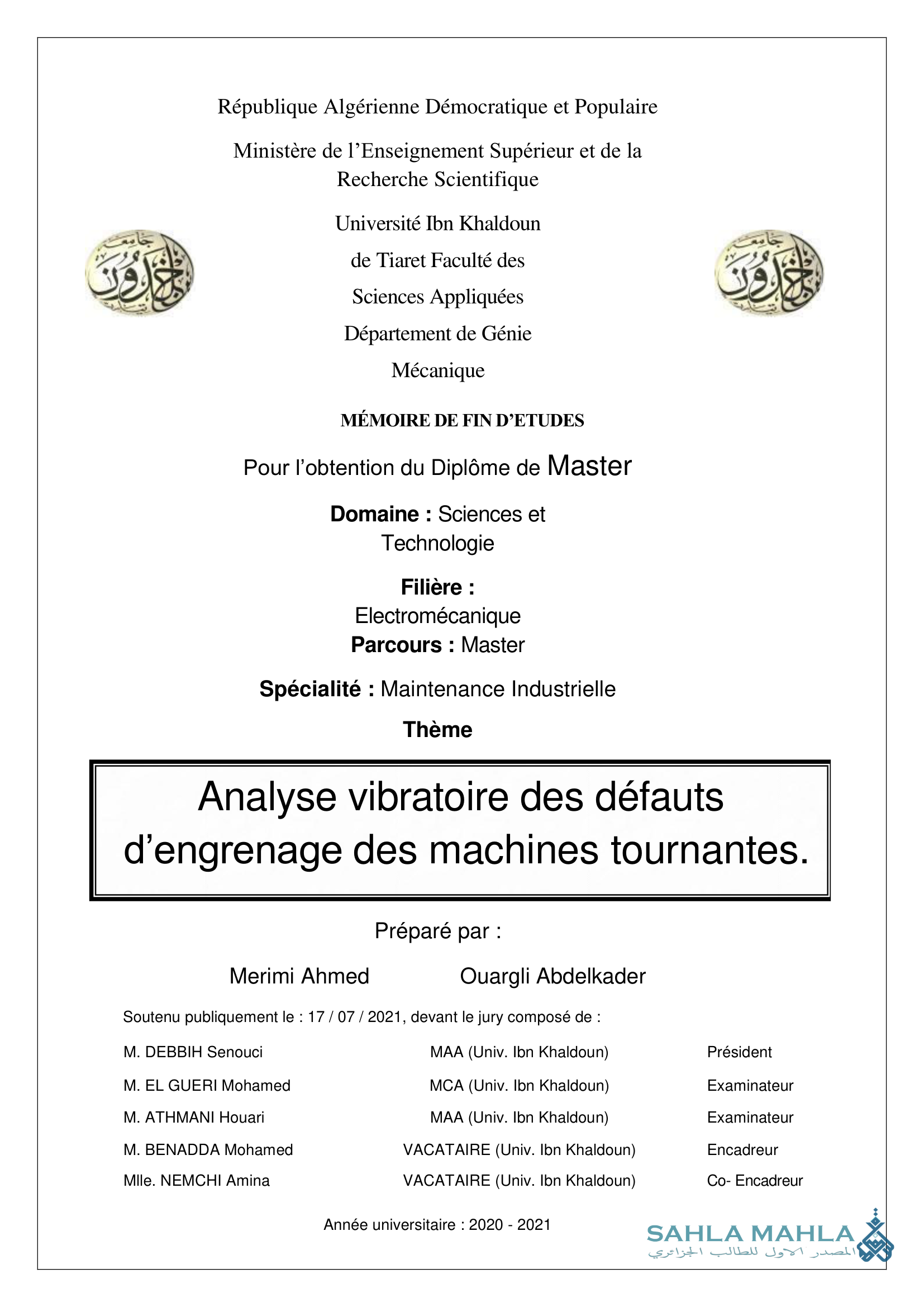 Analyse vibratoire des défauts d'engrenage des machines tournantes.