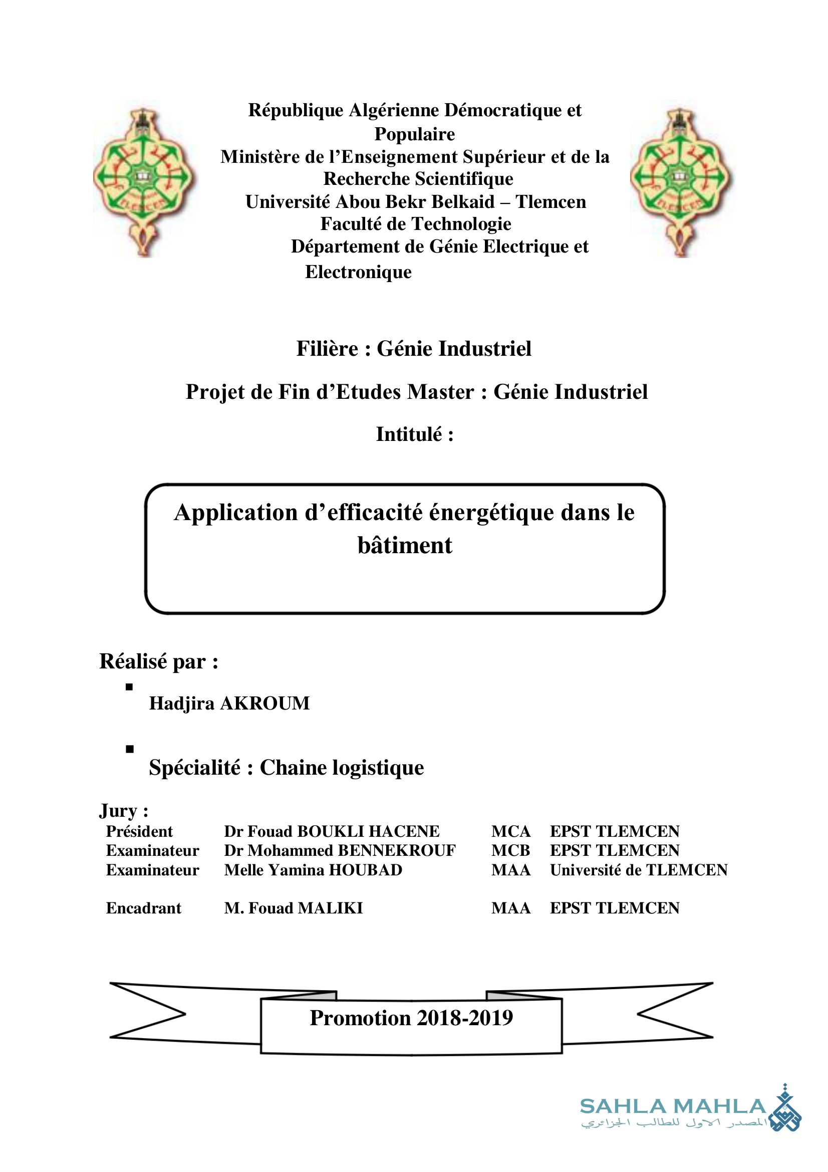 Application d'efficacité énergétique dans le bâtiment