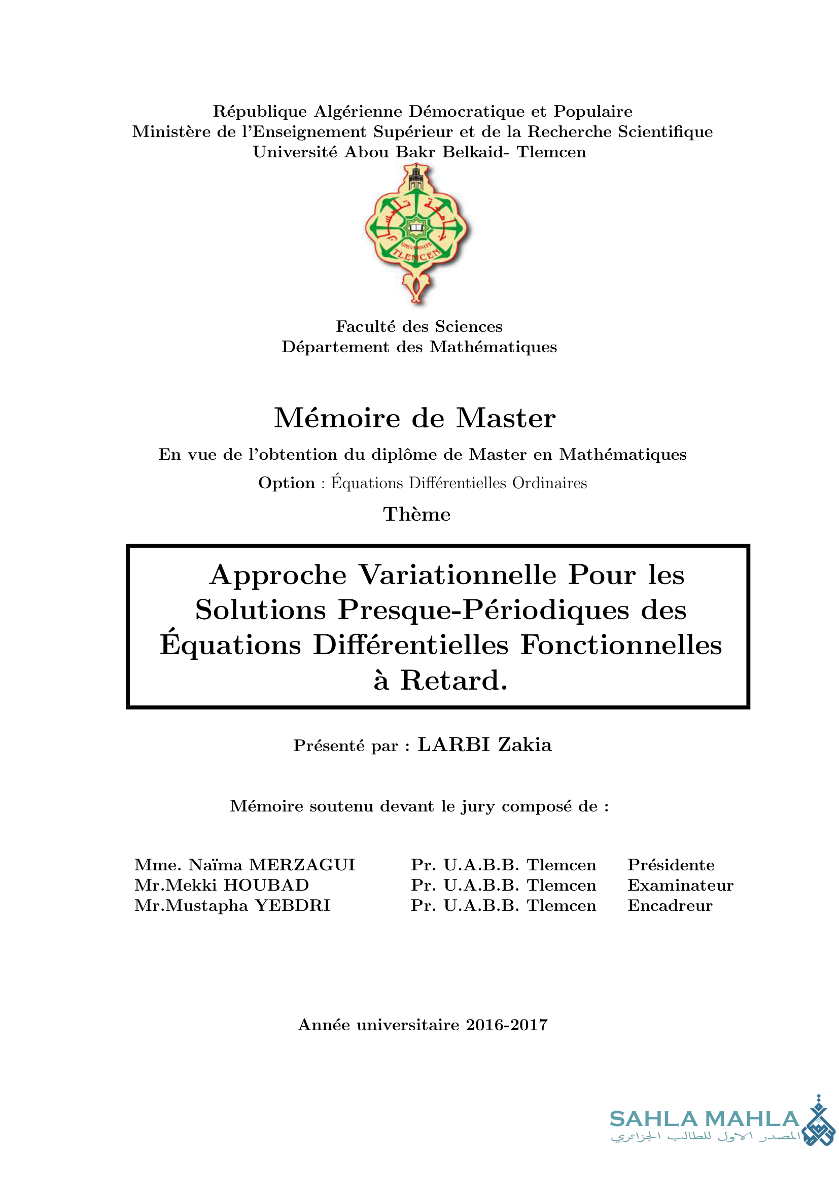 Approche Variationnelle Pour les Solutions Presque-Périodiques des Équations Différentielles Fonctionnelles à Retard.