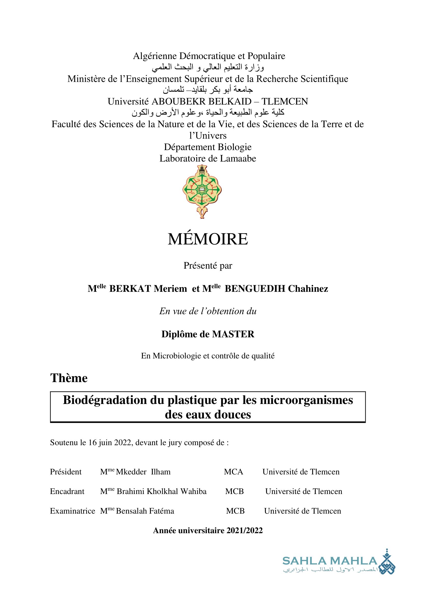 Biodégradation du plastique par les microorganismes des eaux douces