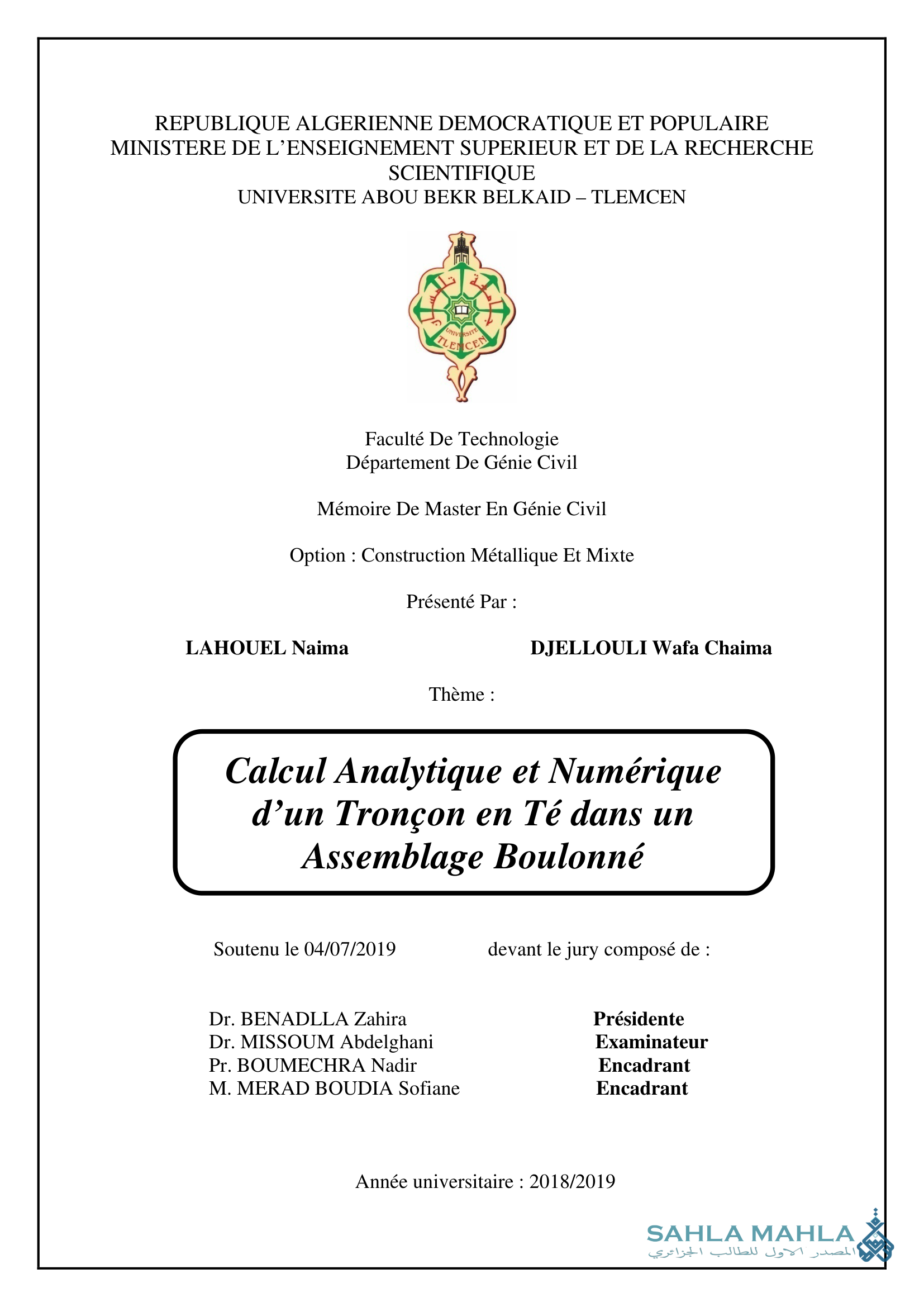 Calcul Analytique et Numérique d'un Tronçon en Té dans un Assemblage Boulonné