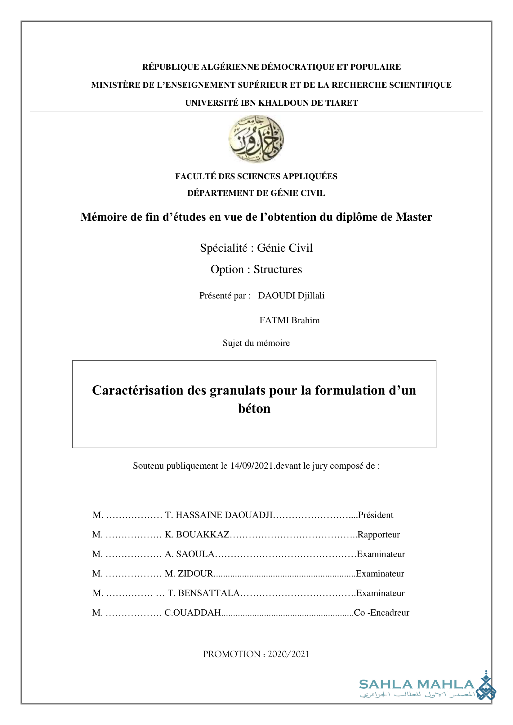 Caractérisation des granulats pour la formulation d'un béton