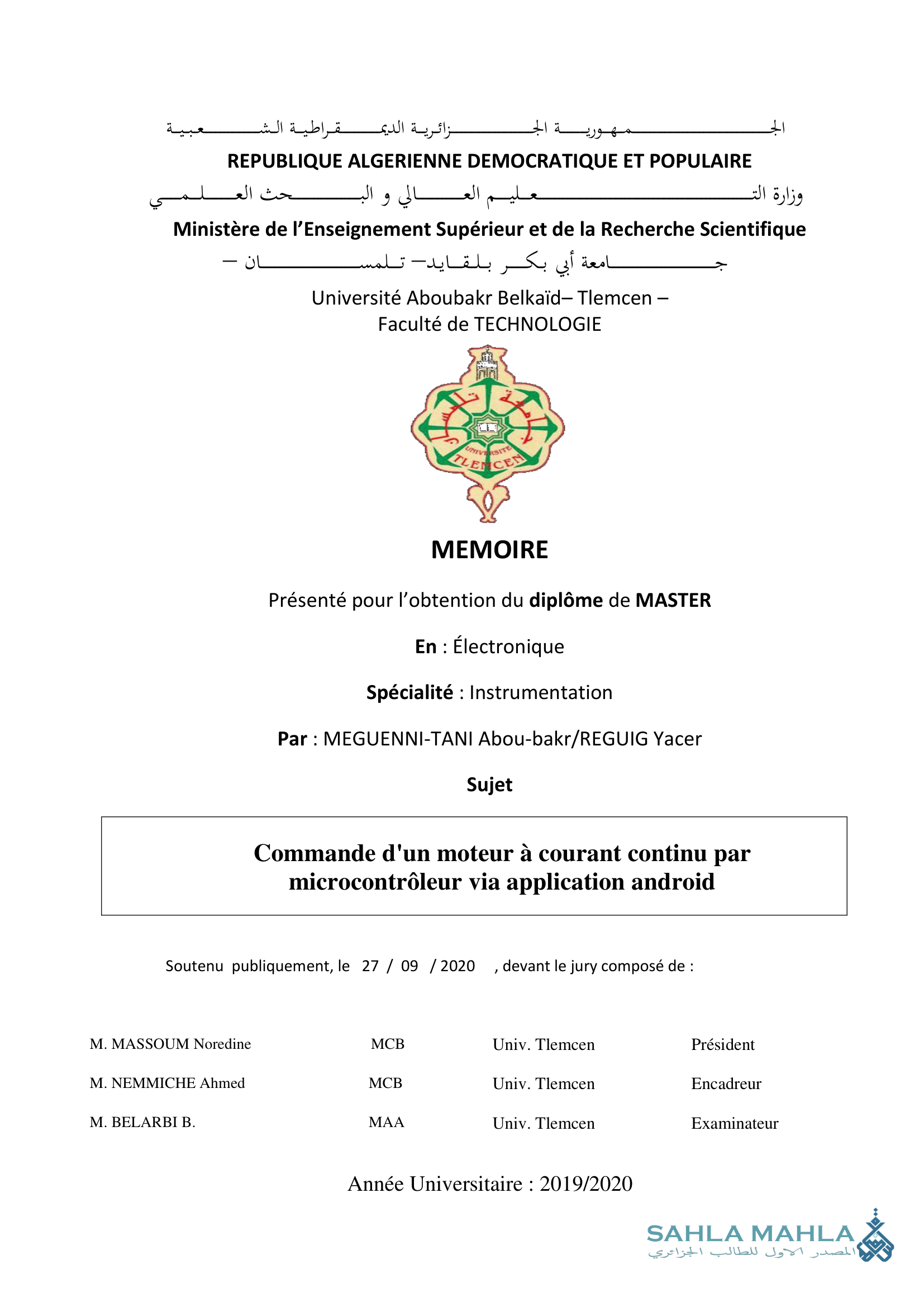 Commande d'un moteur à courant continu par microcontrôleur via application android