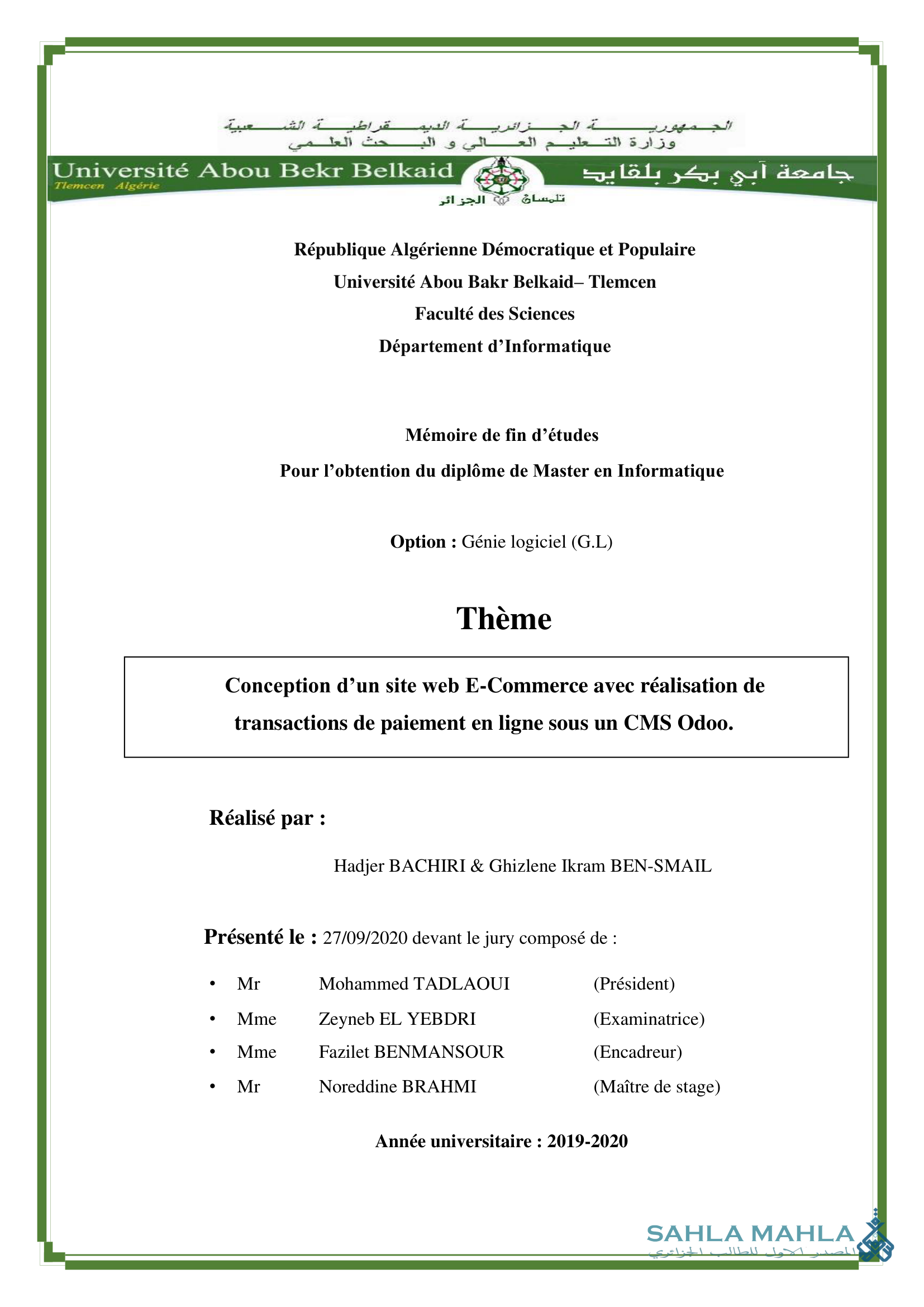 Conception d'un site web E-Commerce avec réalisation de transactions de paiement en ligne sous un CMS Odoo.