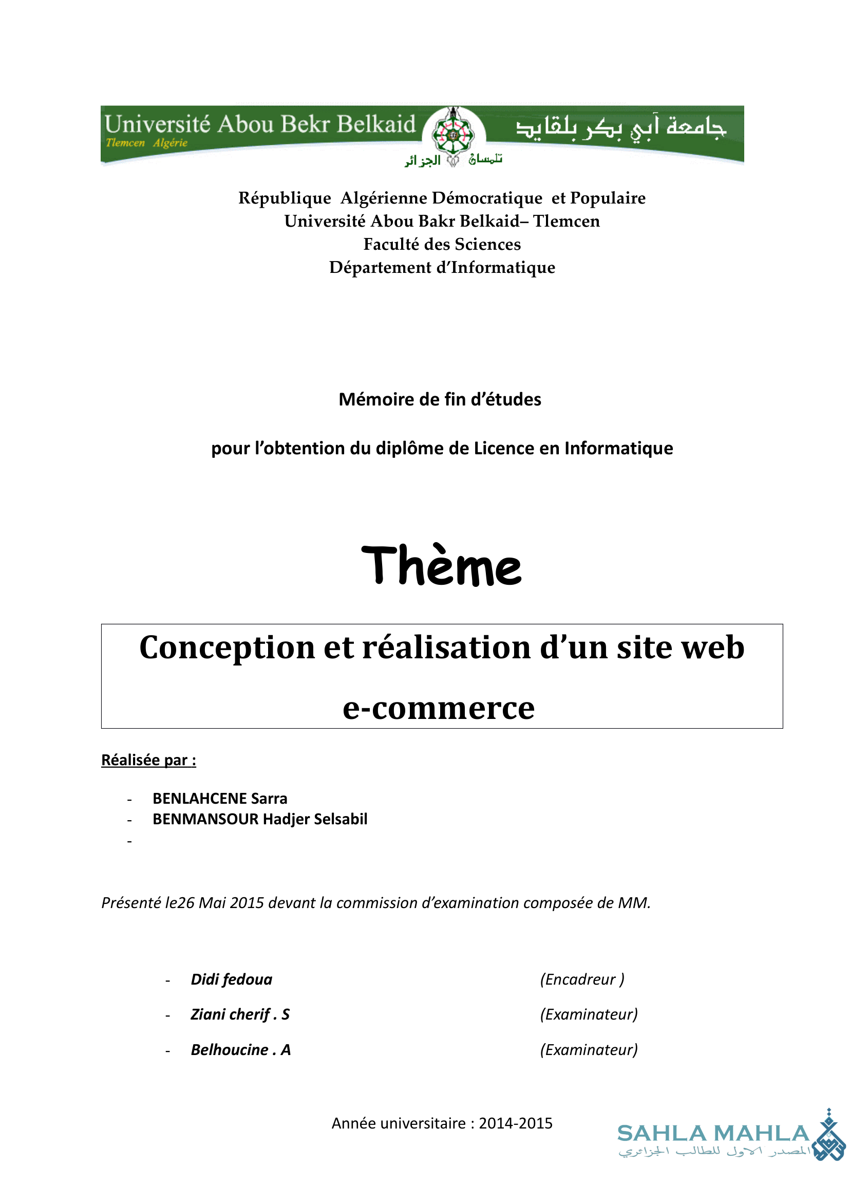 Conception et réalisation d'un site web e-commerce