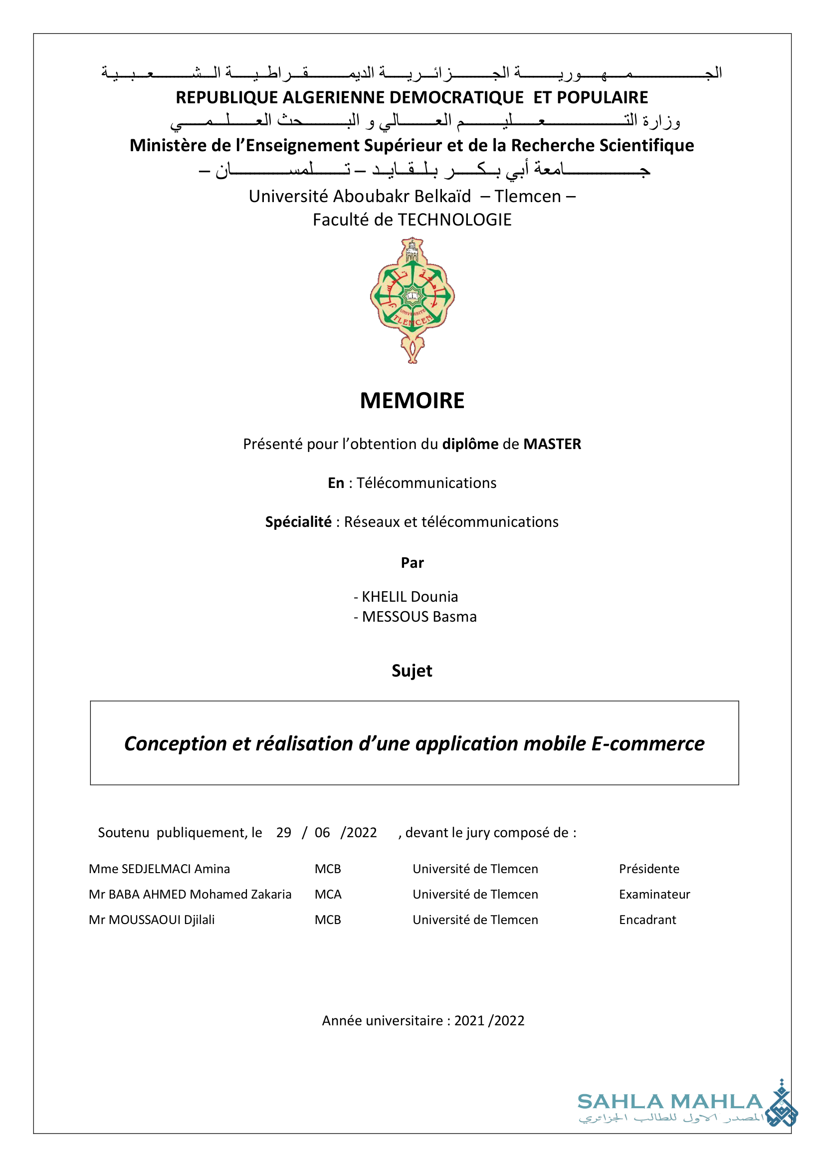 Conception et réalisation d'une application mobile E-commerce