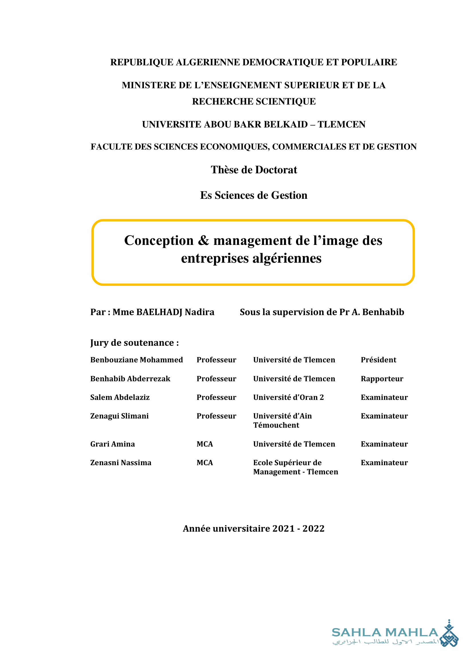 Conception & management de l'image des entreprises algériennes