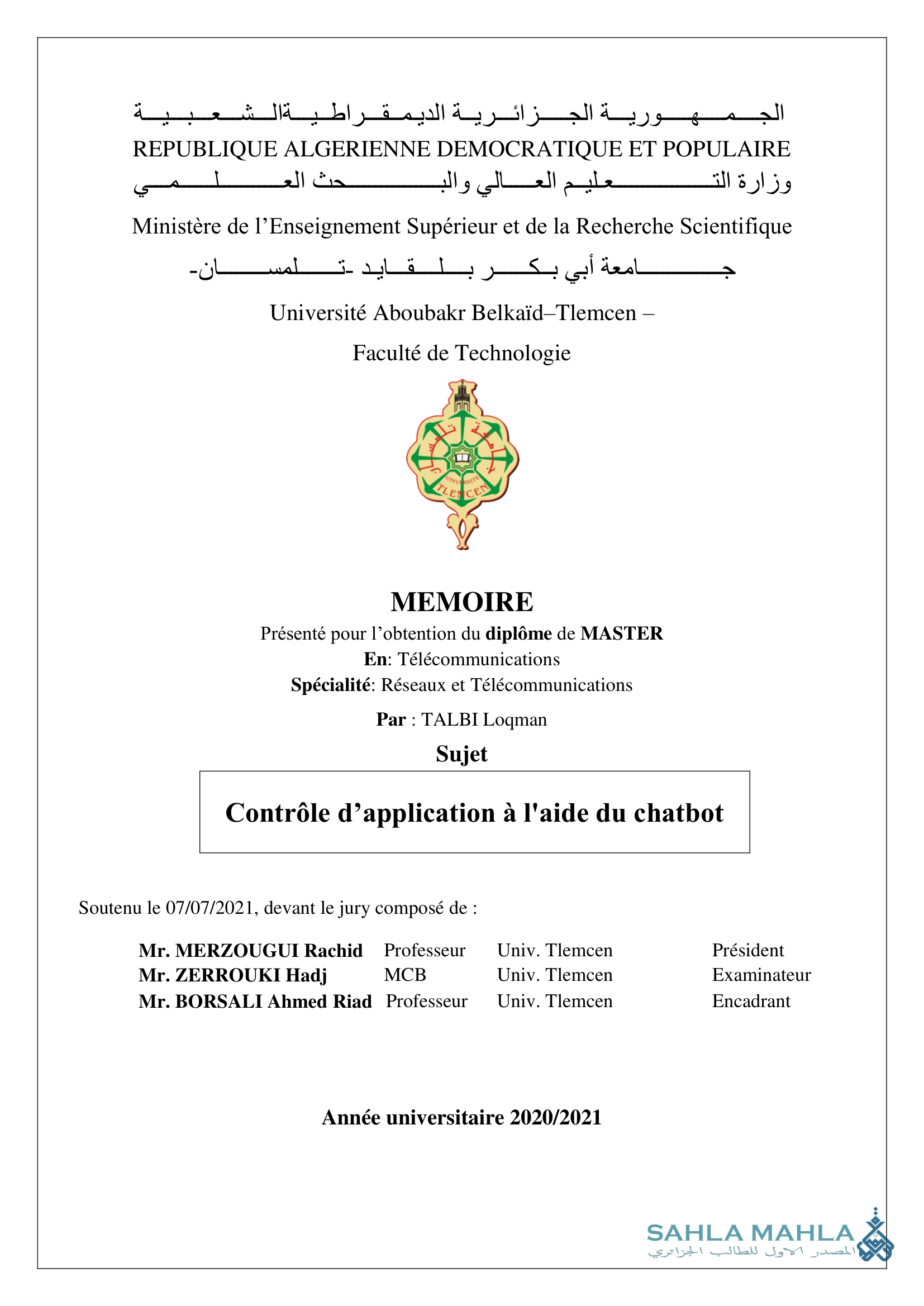 Contrôle d'application à l'aide du chatbot