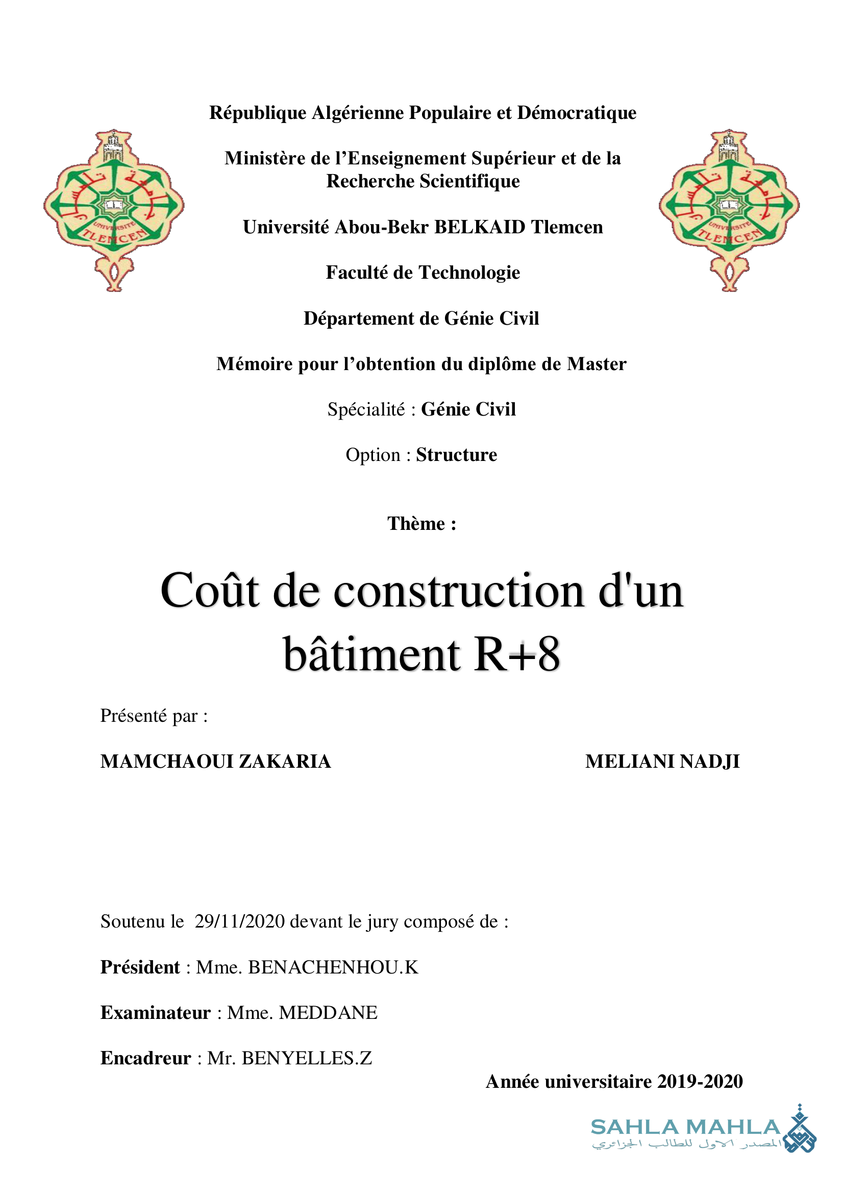 Coût de construction d'un bâtiment R+8
