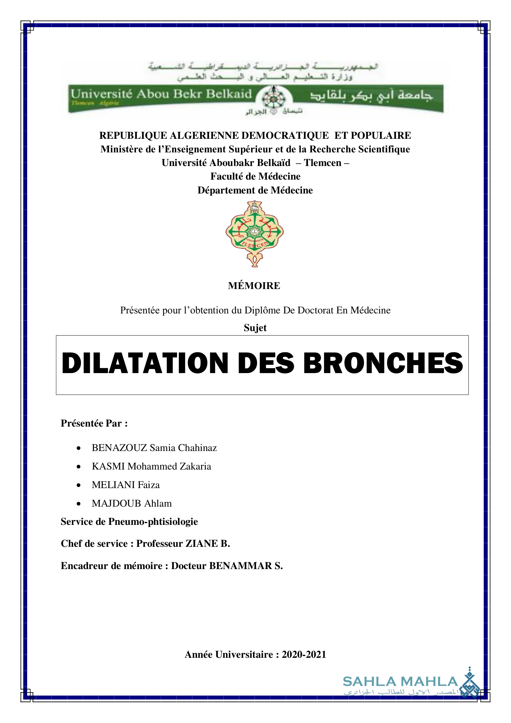DILATATION DES BRONCHES
