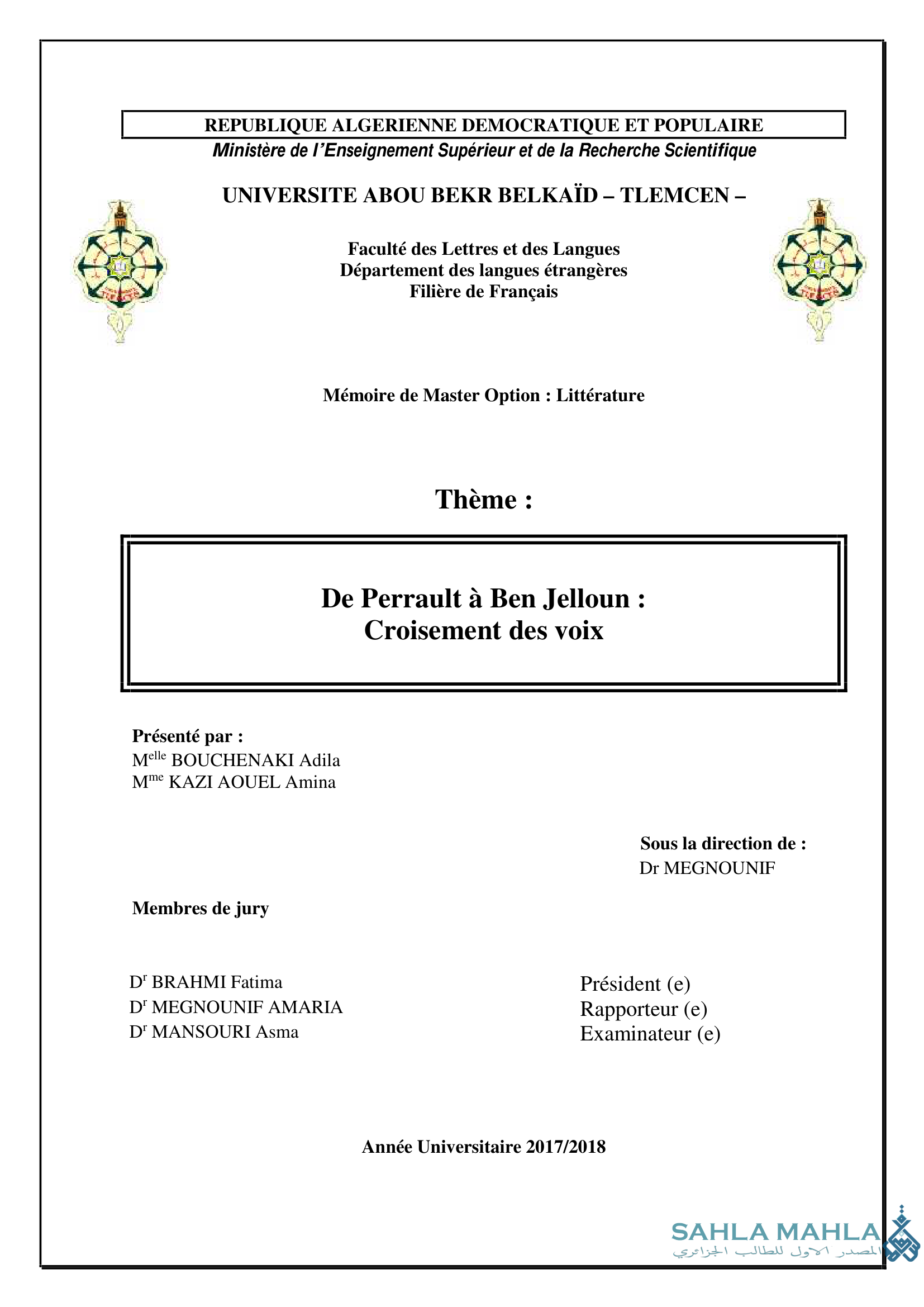 De Perrault à Ben Jelloun : Croisement des voix