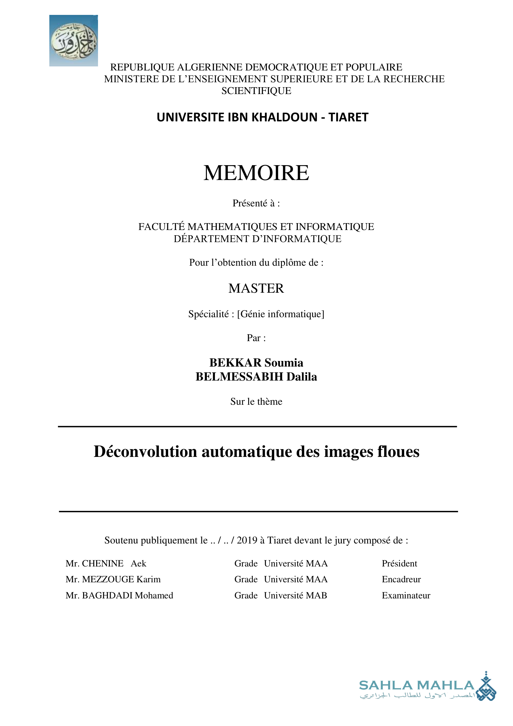Déconvolution automatique des images floues