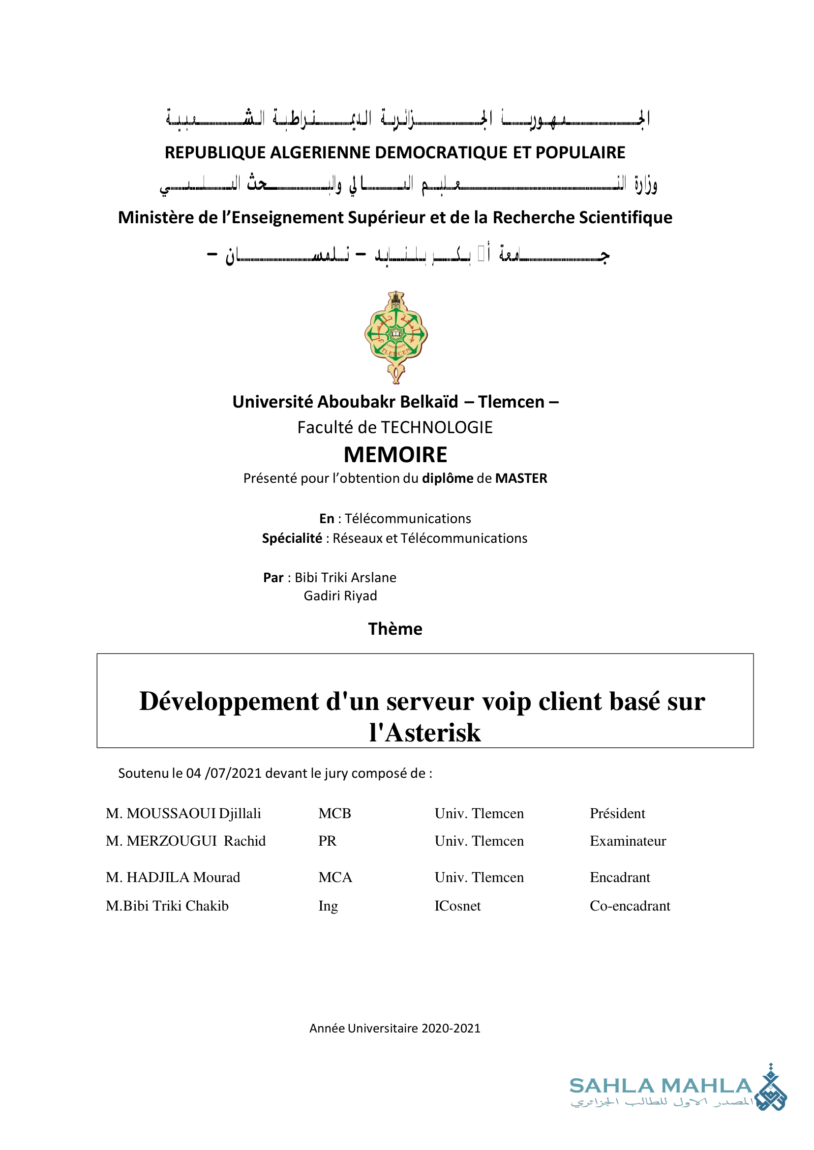 Développement d'un serveur voip client basé sur l'Asterisk
