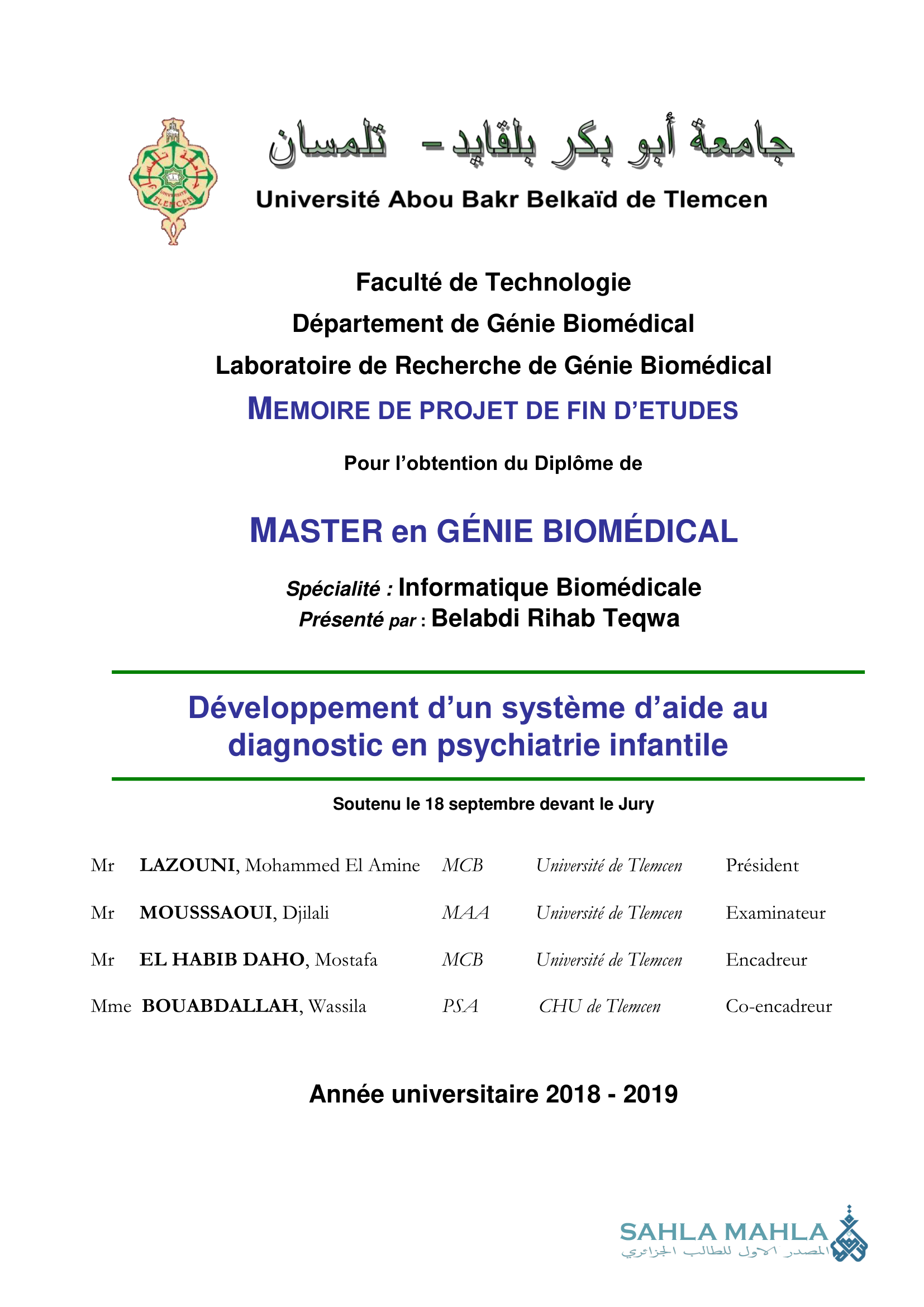 Développement d'un système d'aide au diagnostic en psychiatrie infantile