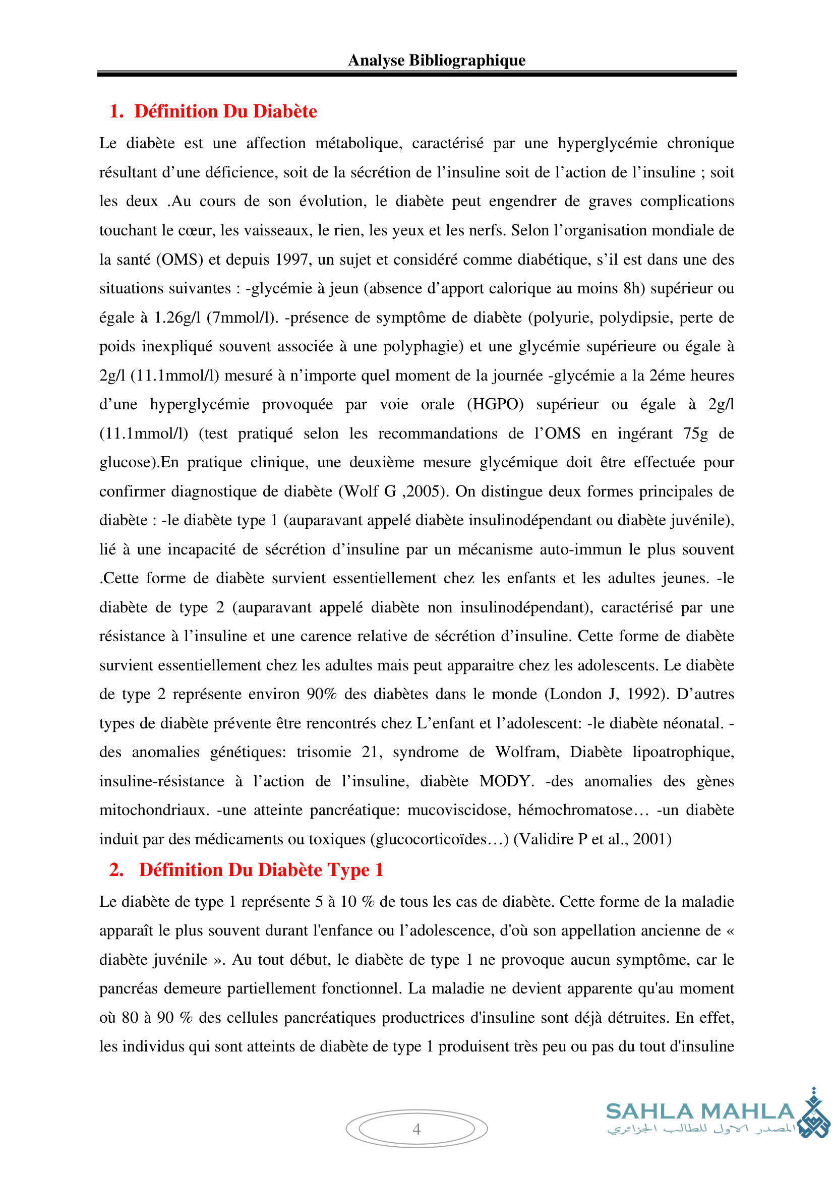 Diabète type 1 chez l'enfant dans l'EHS Mère et enfant Tlemcen