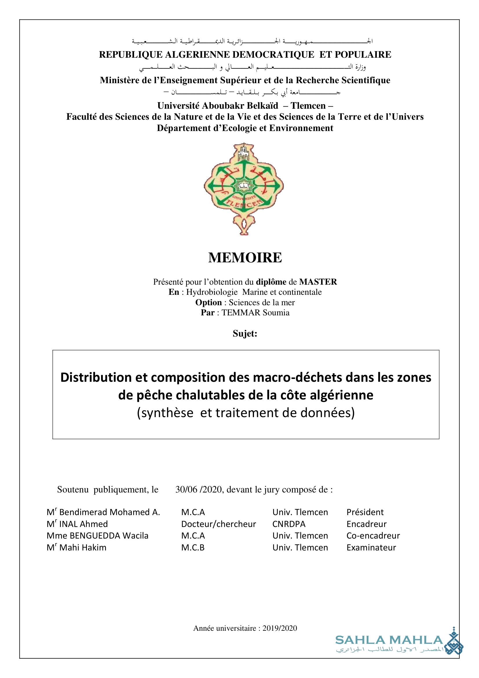 Distribution et composition des macro-déchets dans les zones de pêche chalutables de la côte algérienne (synthèse et traitement de données)