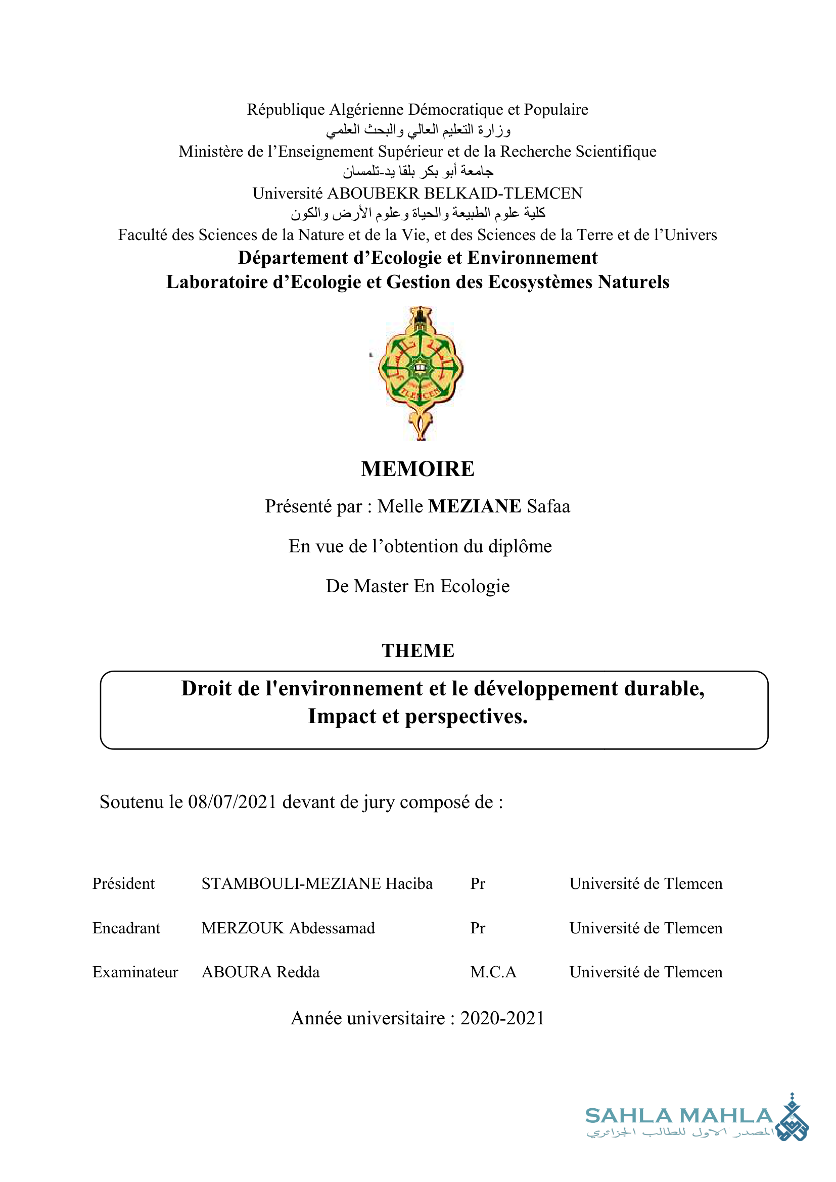 Droit de l'environnement et le développement durable, Impact et perspectives.