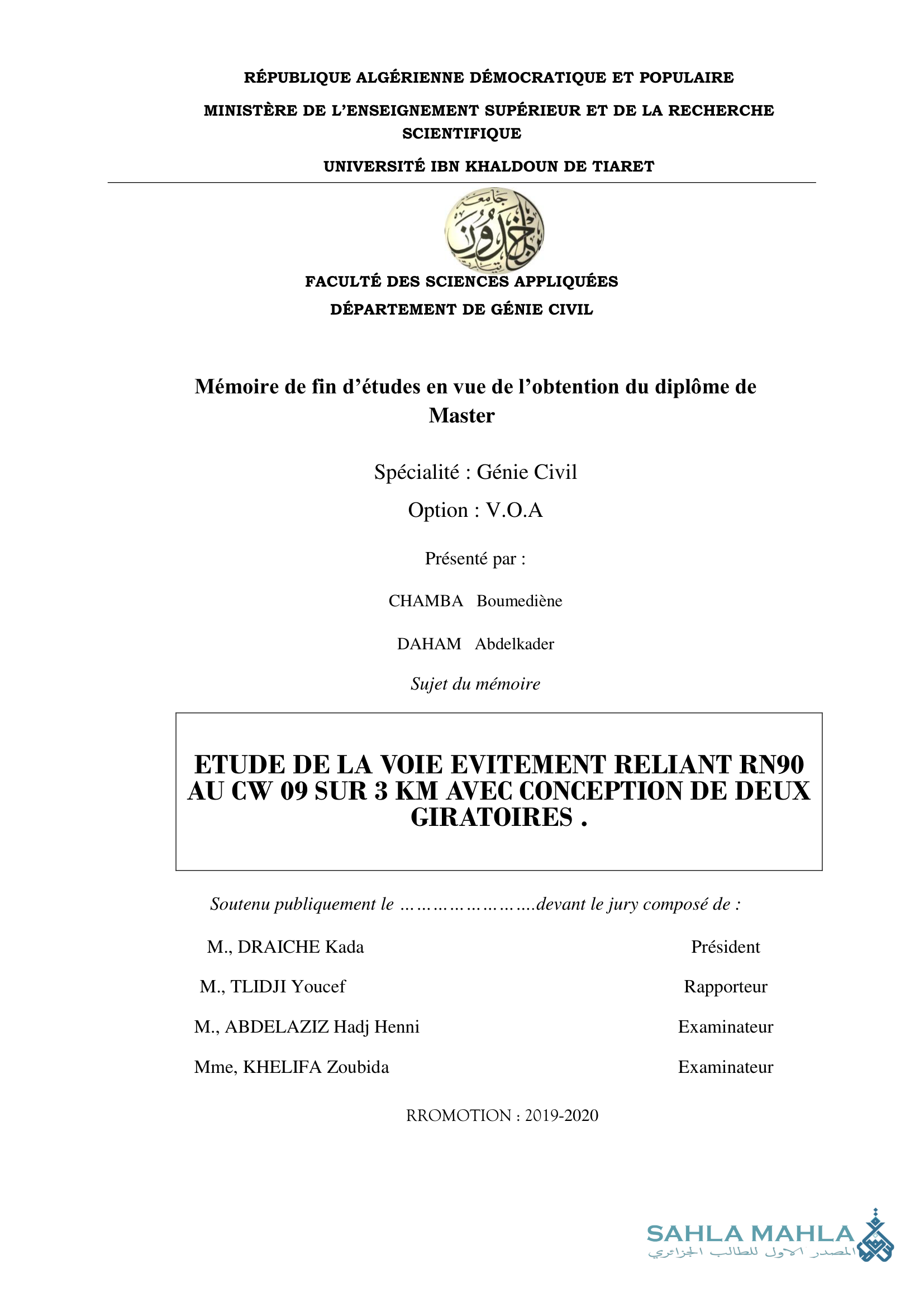 ETUDE DE LA VOIE EVITEMENT RELIANT RN90 AU CW 09 SUR 3 KM AVEC CONCEPTION DE DEUX GIRATOIRES.