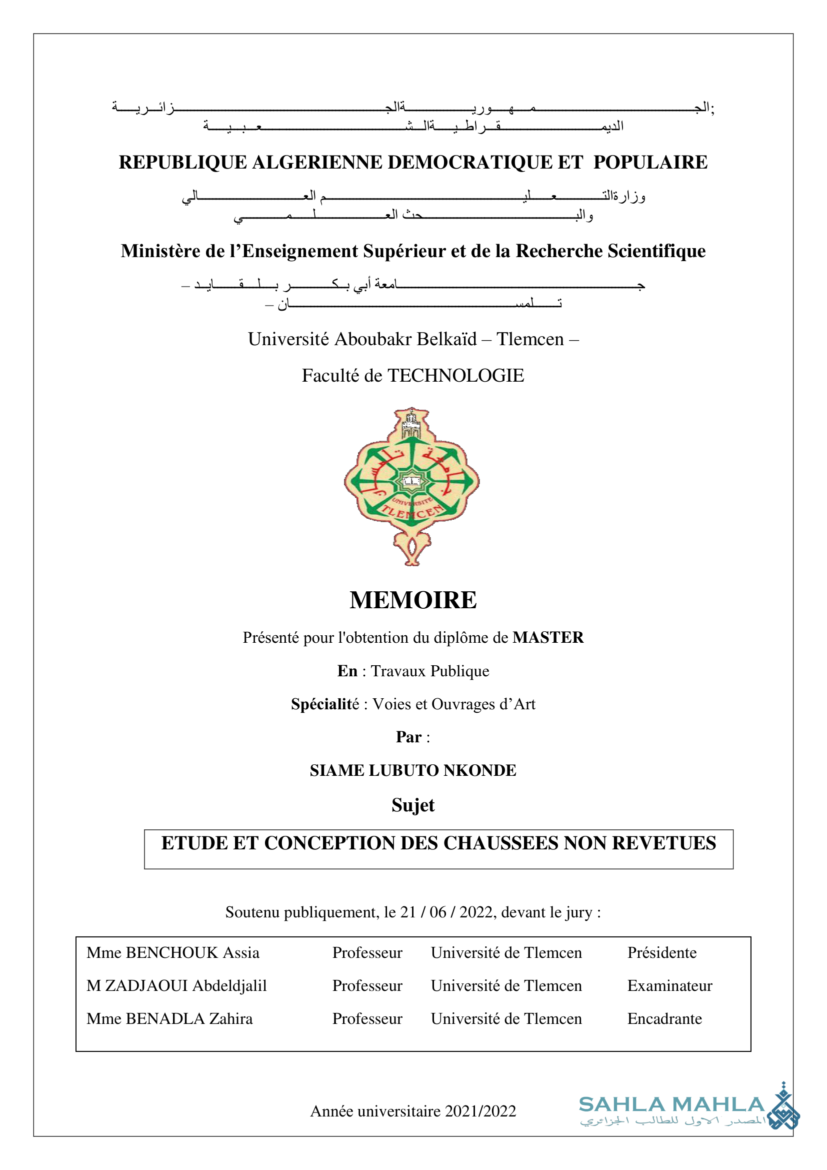 ETUDE ET CONCEPTION DES CHAUSSEES NON REVETUES