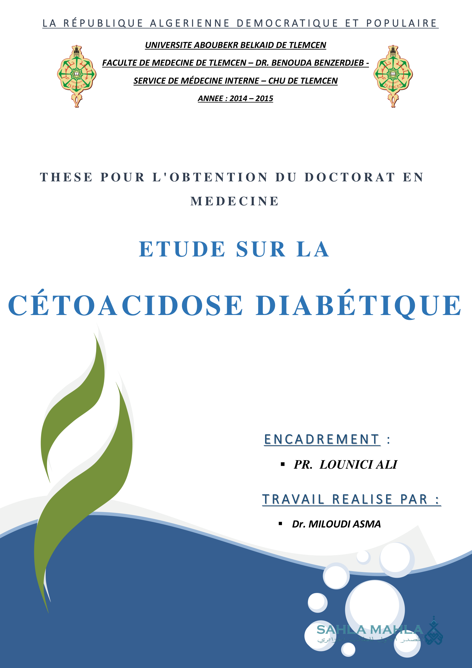 ETUDE SUR LA CÉTOACIDOSE DIABÉTIQUE