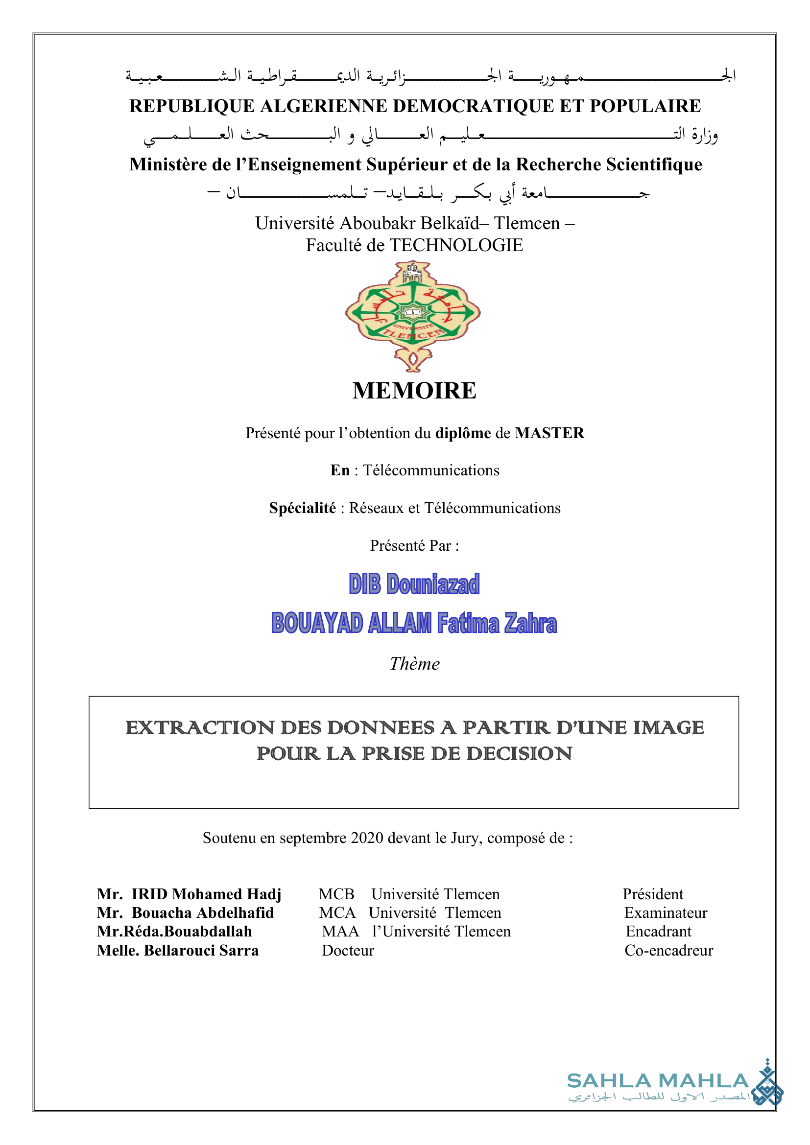 EXTRACTION DES DONNEES A PARTIR D'UNE IMAGE POUR LA PRISE DE DECISION