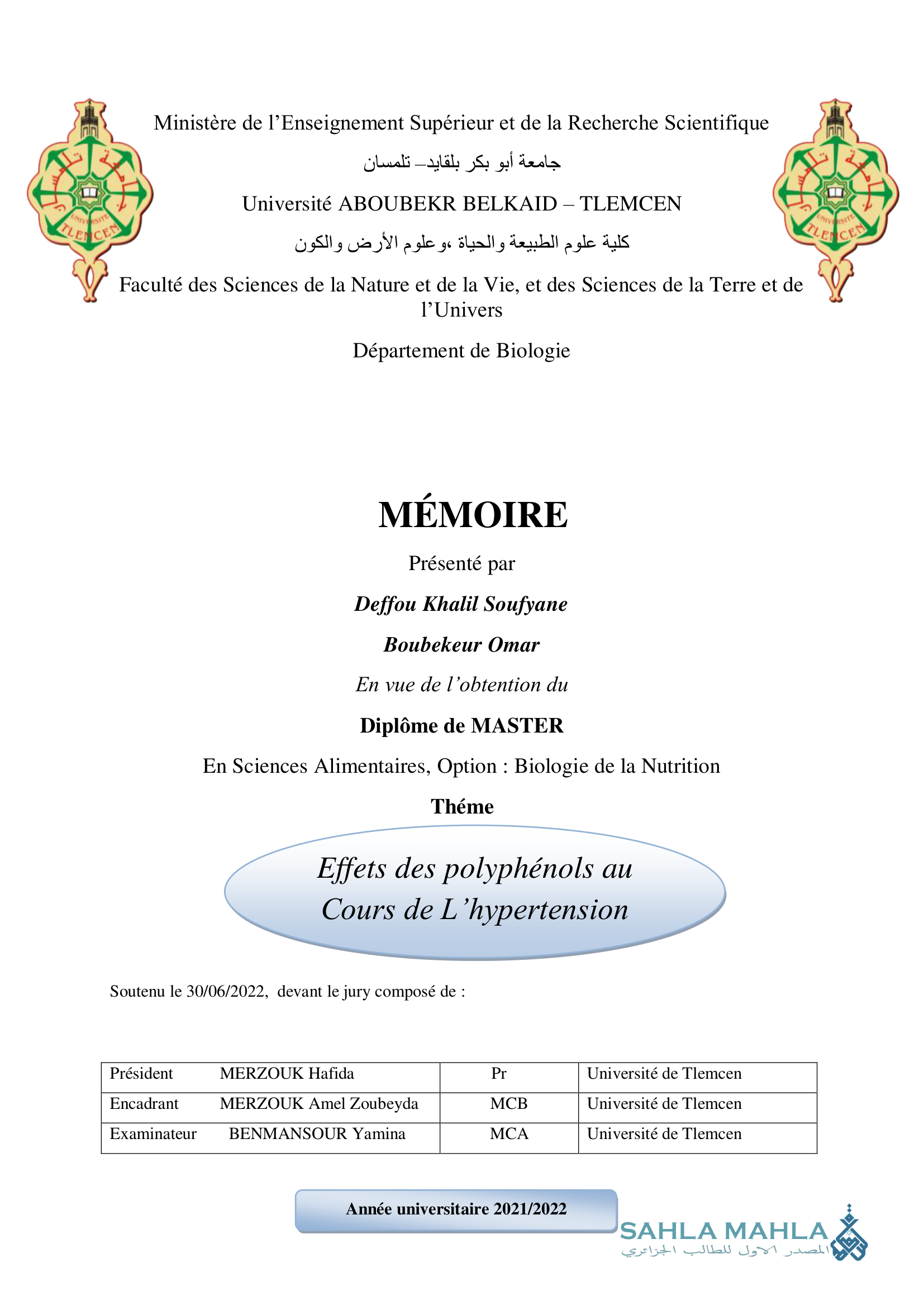 Effets des polyphenols au Cours de L'hypertension