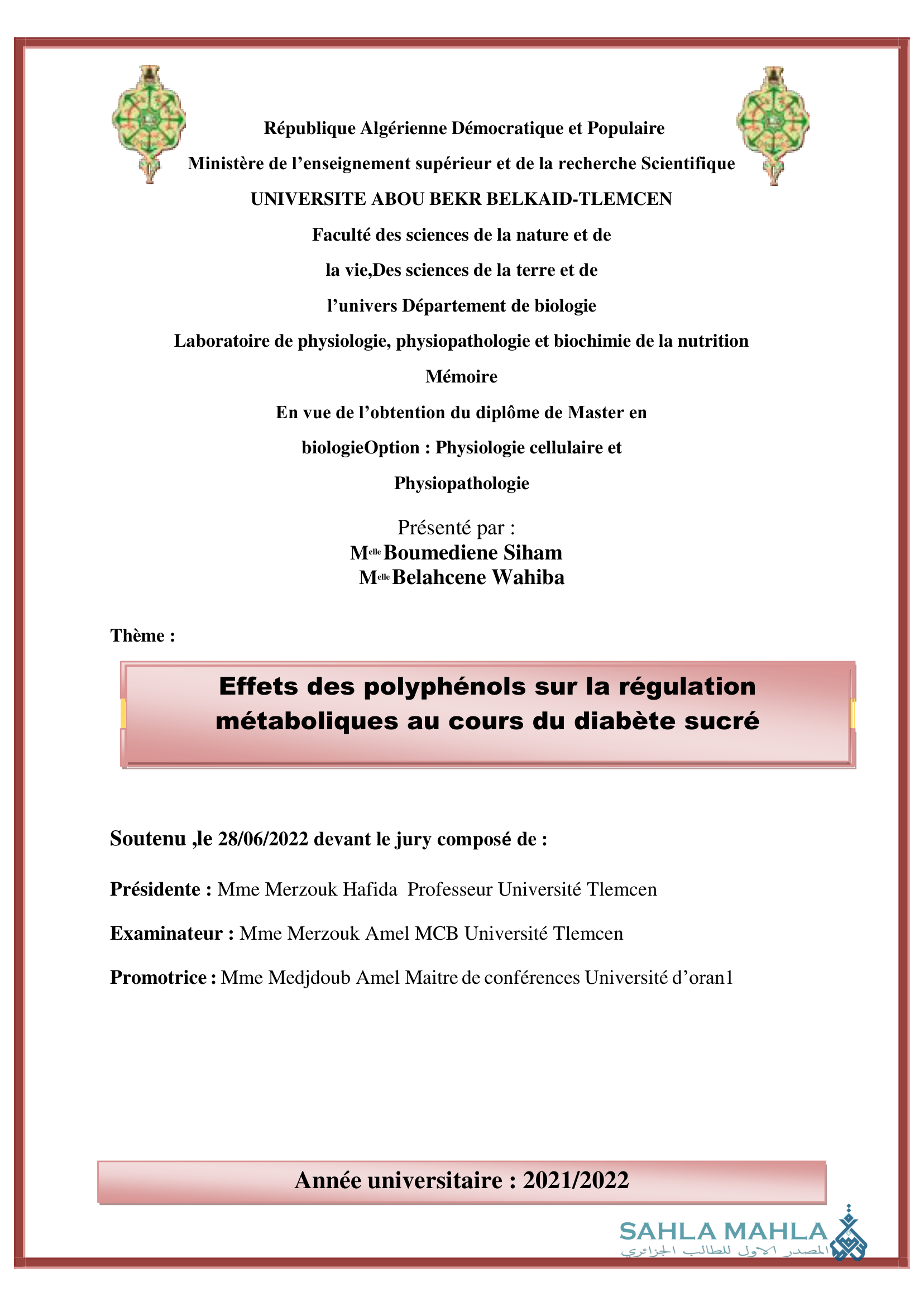 Effets des polyphenols sur la régulation métaboliques au cours du diabète sucré