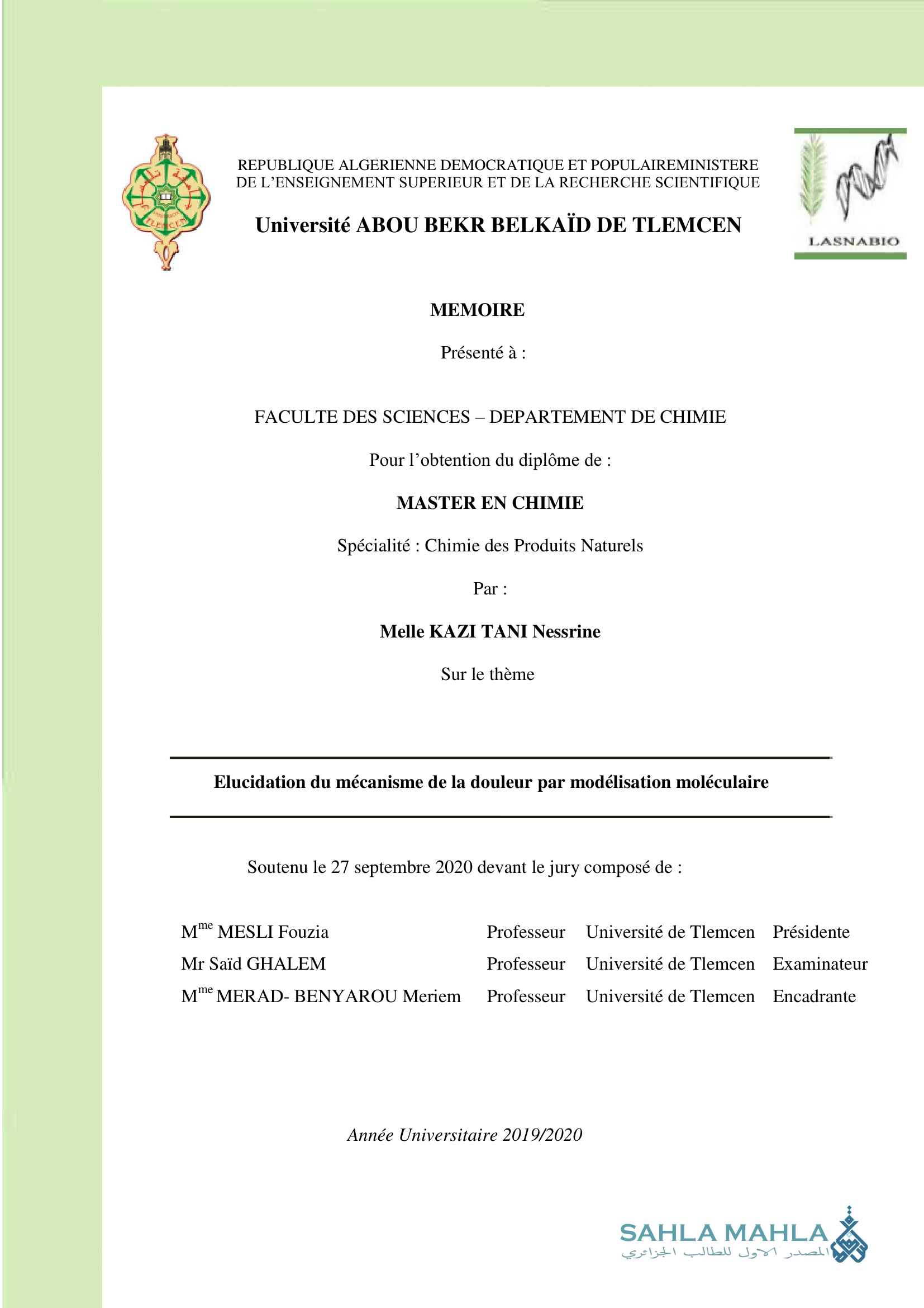 Elucidation du mécanisme de la douleur par modélisation moléculaire