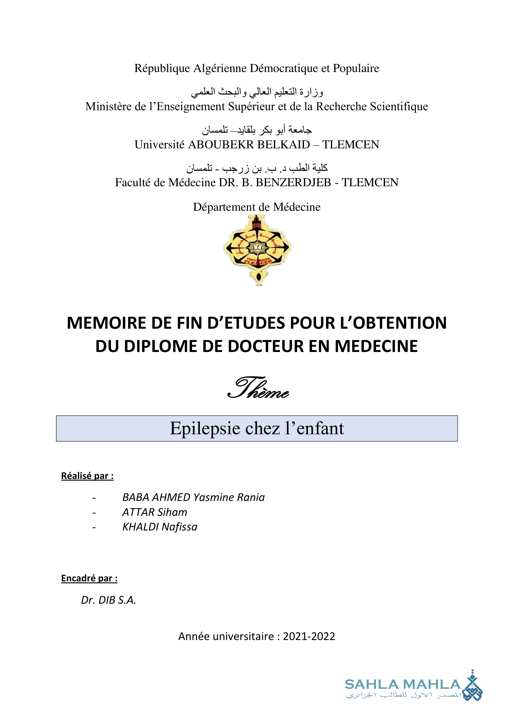 Epilepsie chez l'enfant