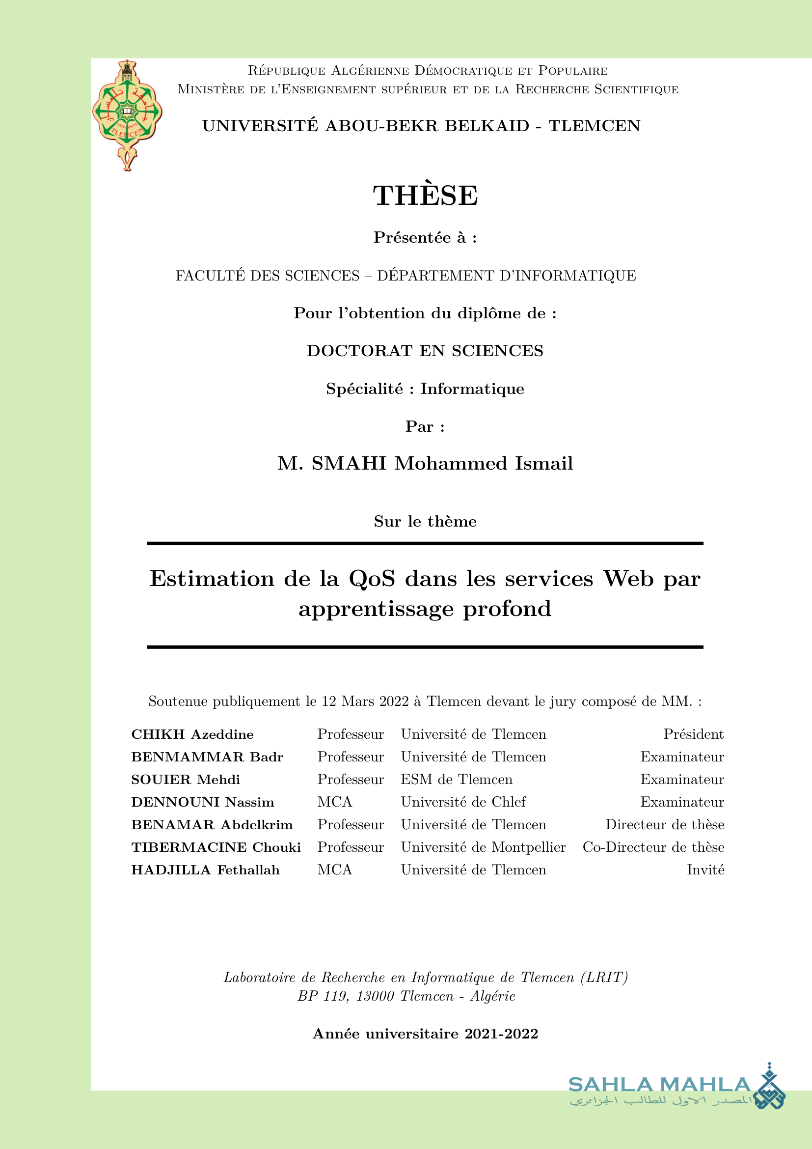 Estimation de la QoS dans les services Web par apprentissage profond