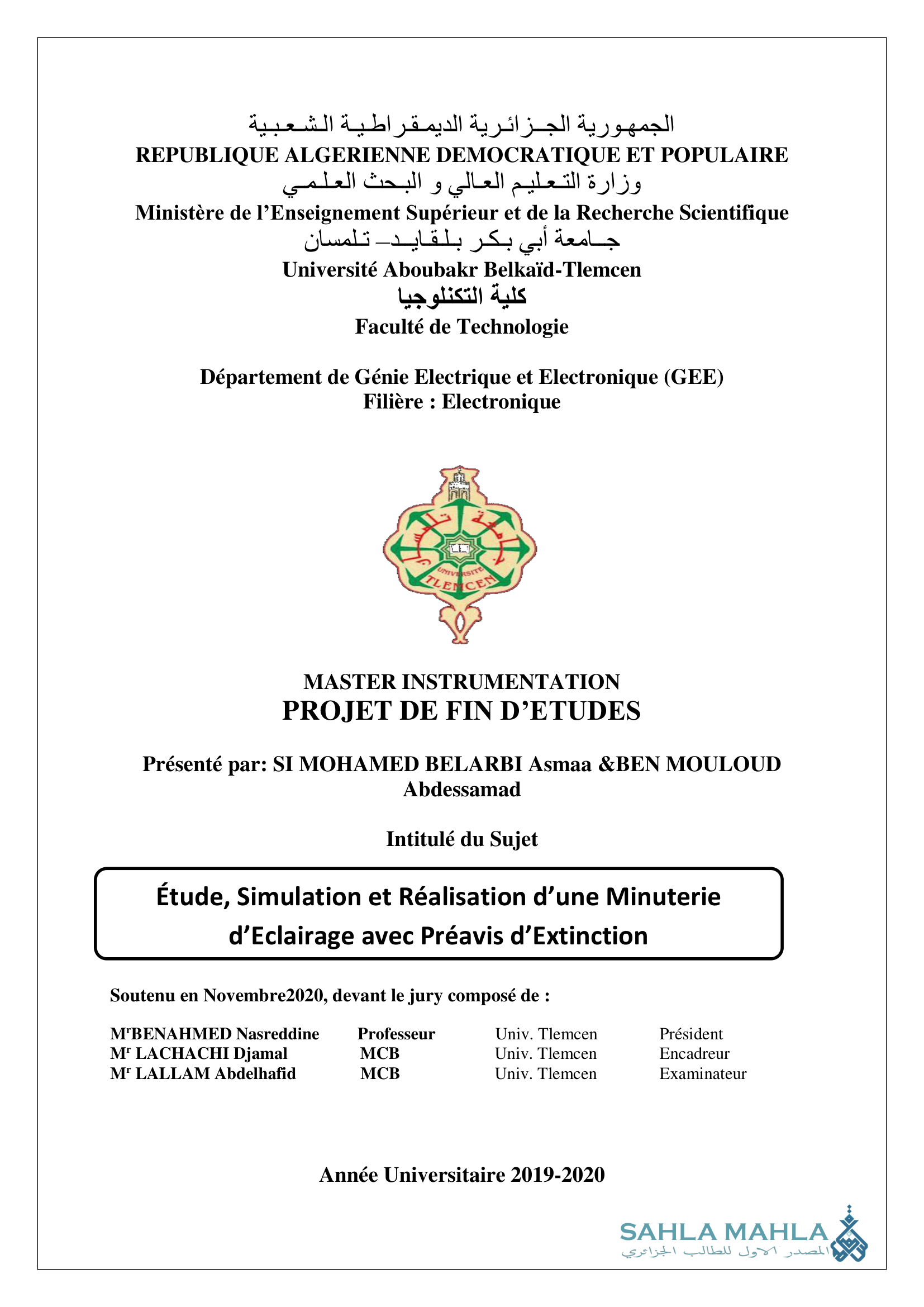 Étude, Simulation et Réalisation d'une Minuterie d'Eclairage avec Préavis d'Extinction