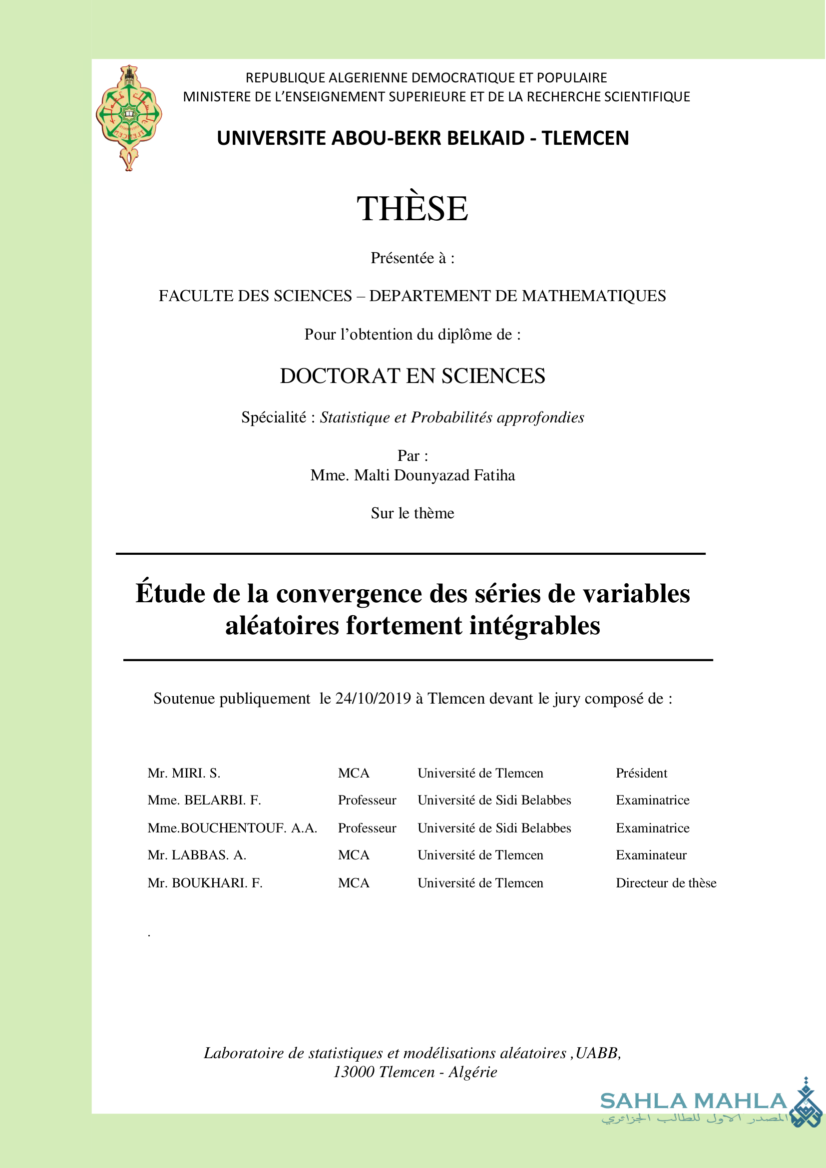 Étude de la convergence des séries de variables aléatoires fortement intégrables