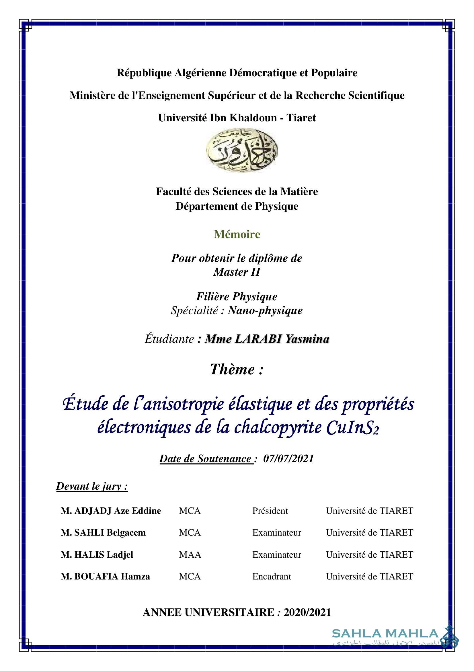 Étude de l'anisotropie élastique et des propriétés électroniques de la chalcopyrite CuInS2
