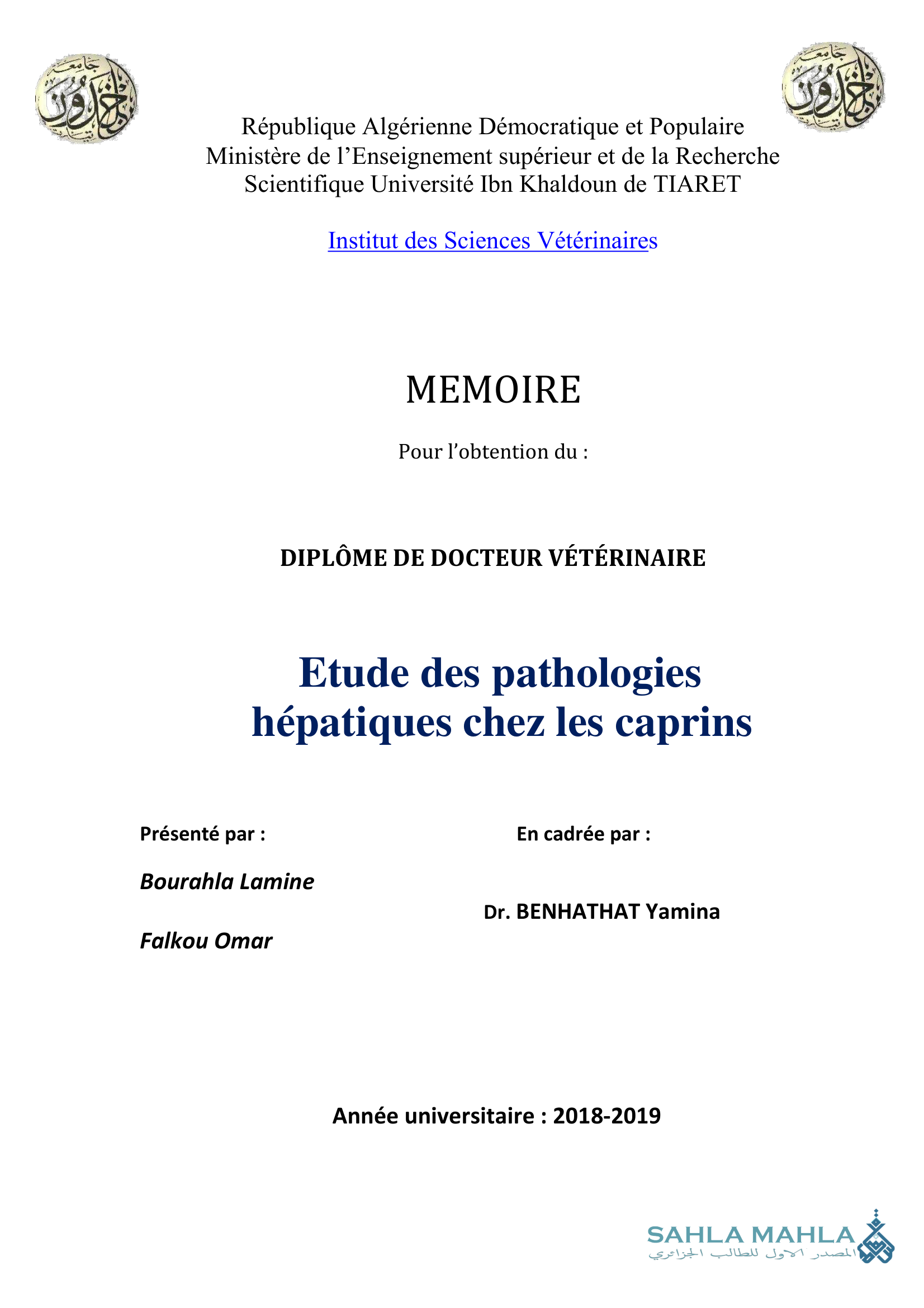 Etude des pathologies hépatiques chez les caprins
