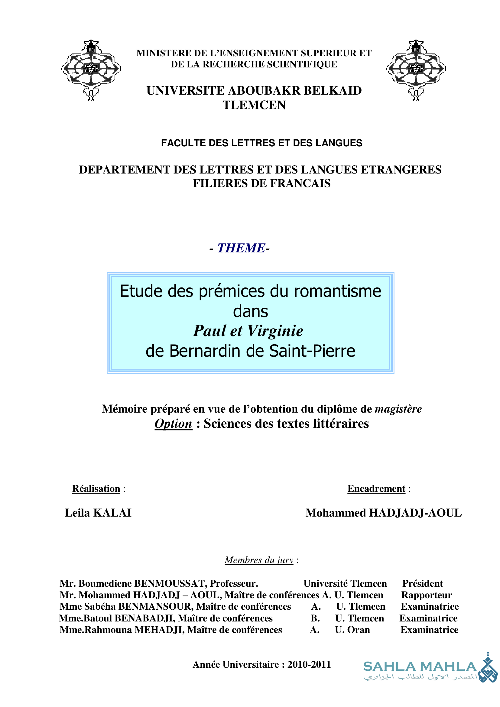 Etude des prémices du romantisme dans Paul et Virginie de Bernardin de Saint-Pierre