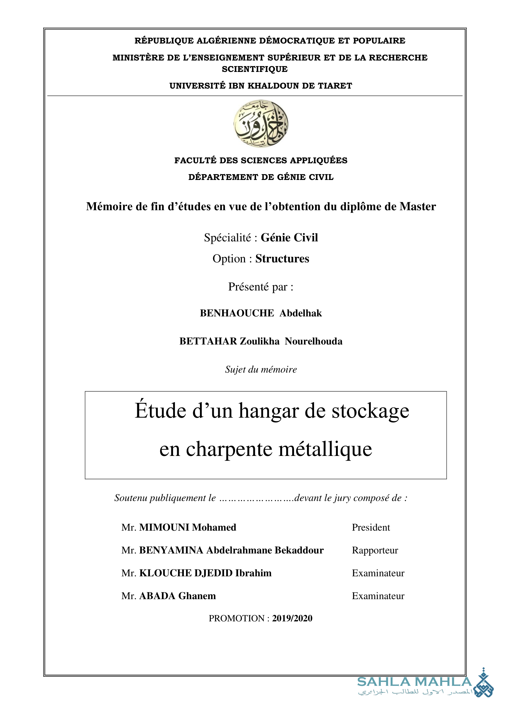 Étude d'un hangar de stockage en charpente métallique