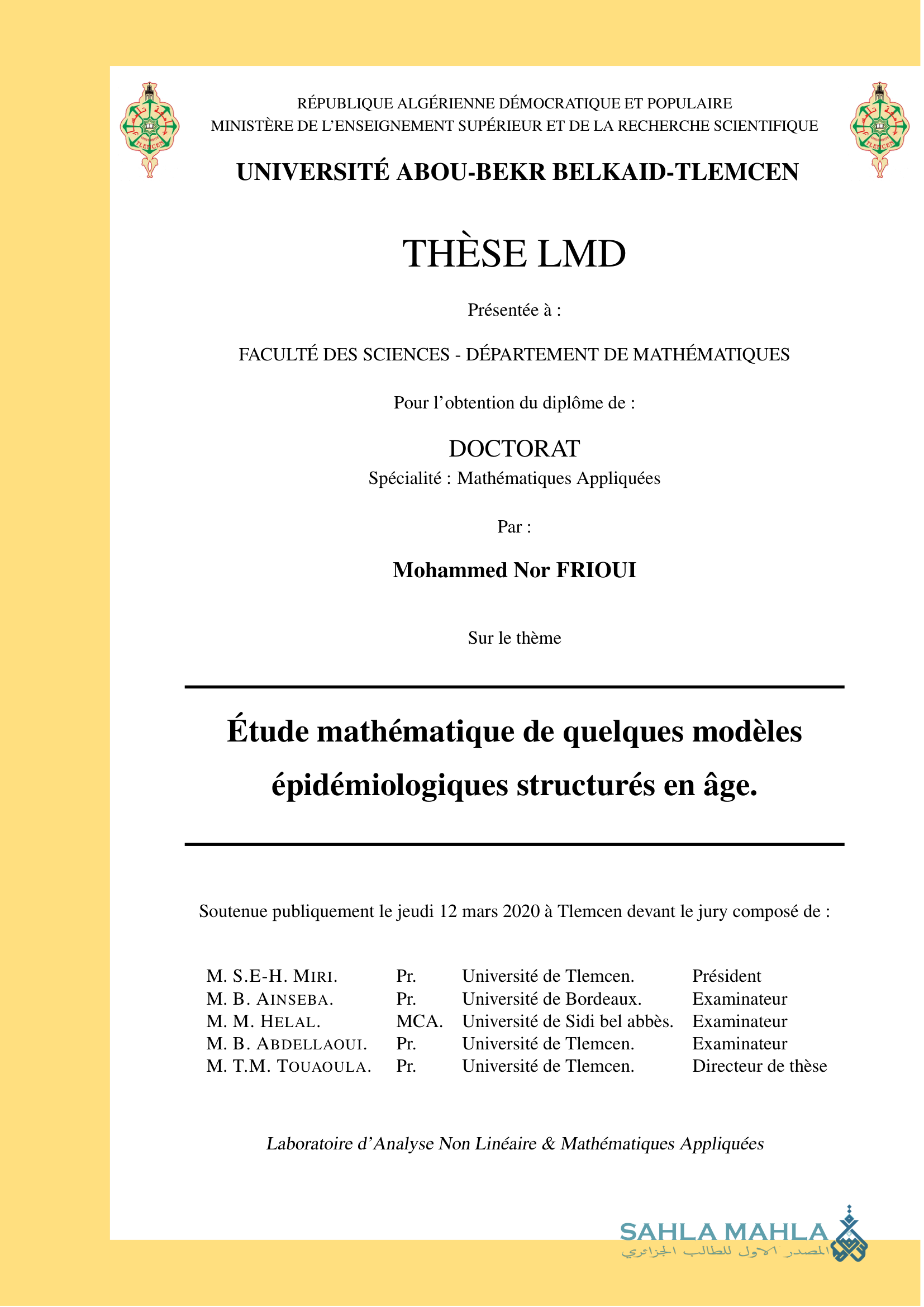Étude mathématique de quelques modèles épidémiologiques structurés en âge.