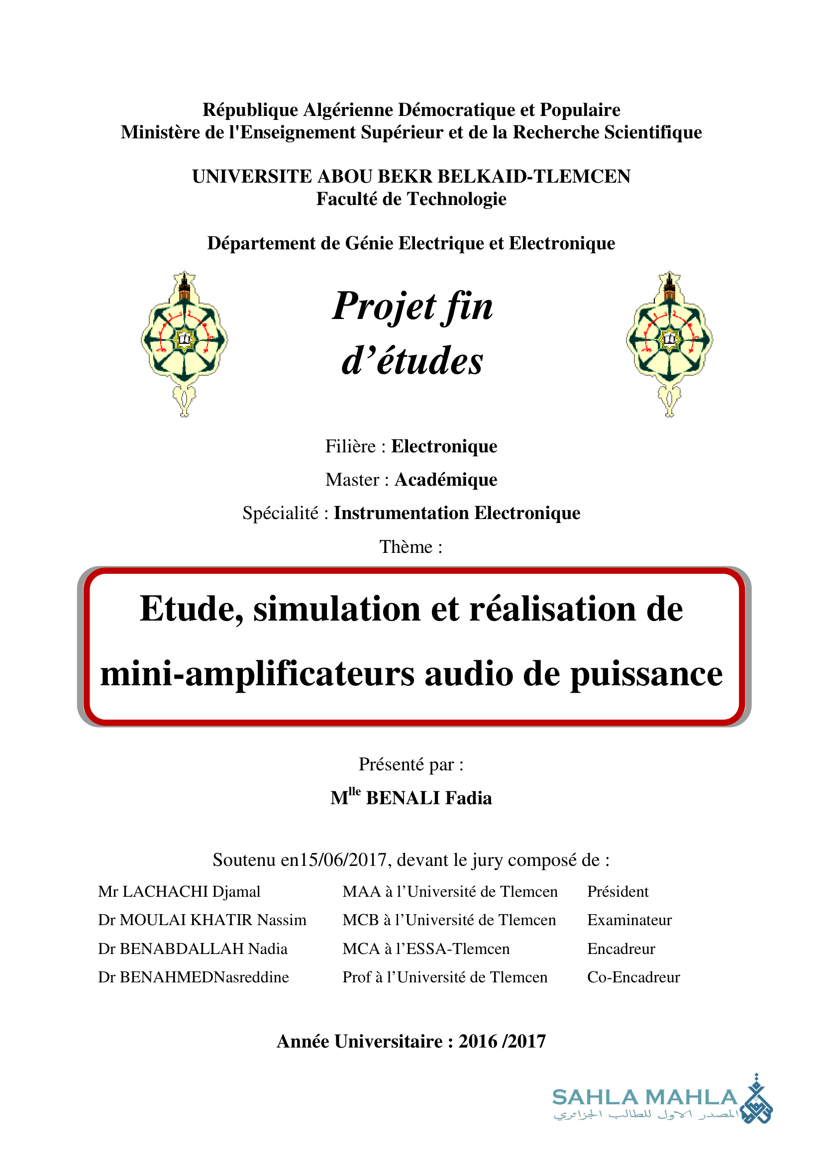 Etude, simulation et réalisation de mini-amplificateurs audio de puissance