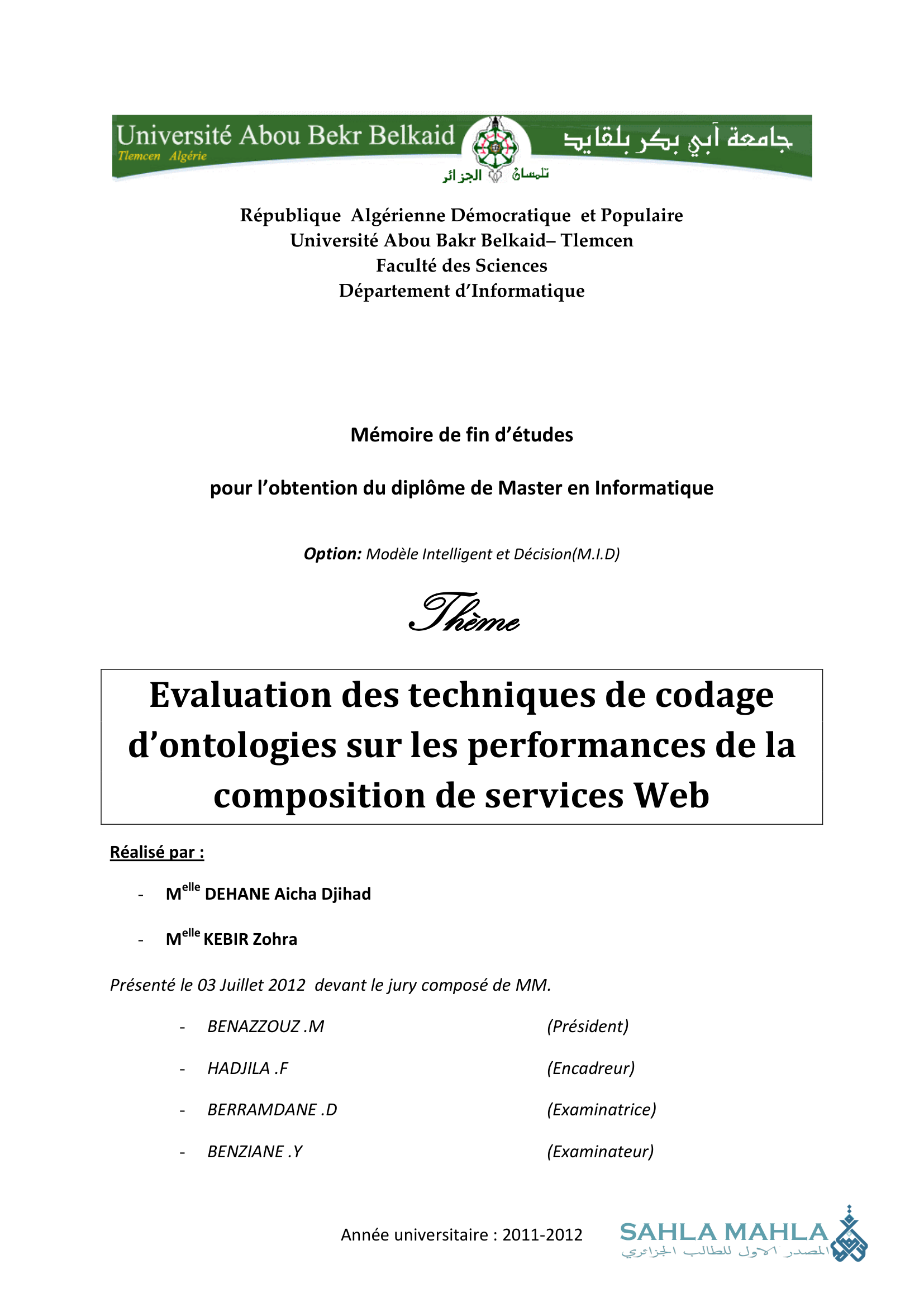 Evaluation des techniques de codage d'ontologies sur les performances de la composition de services Web