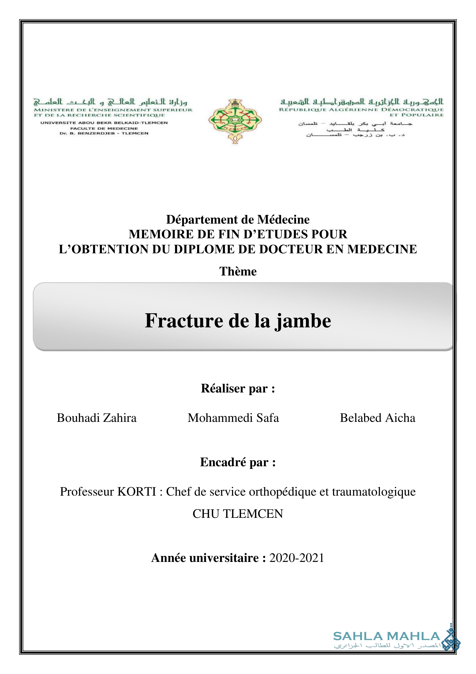 Fracture de la jambe