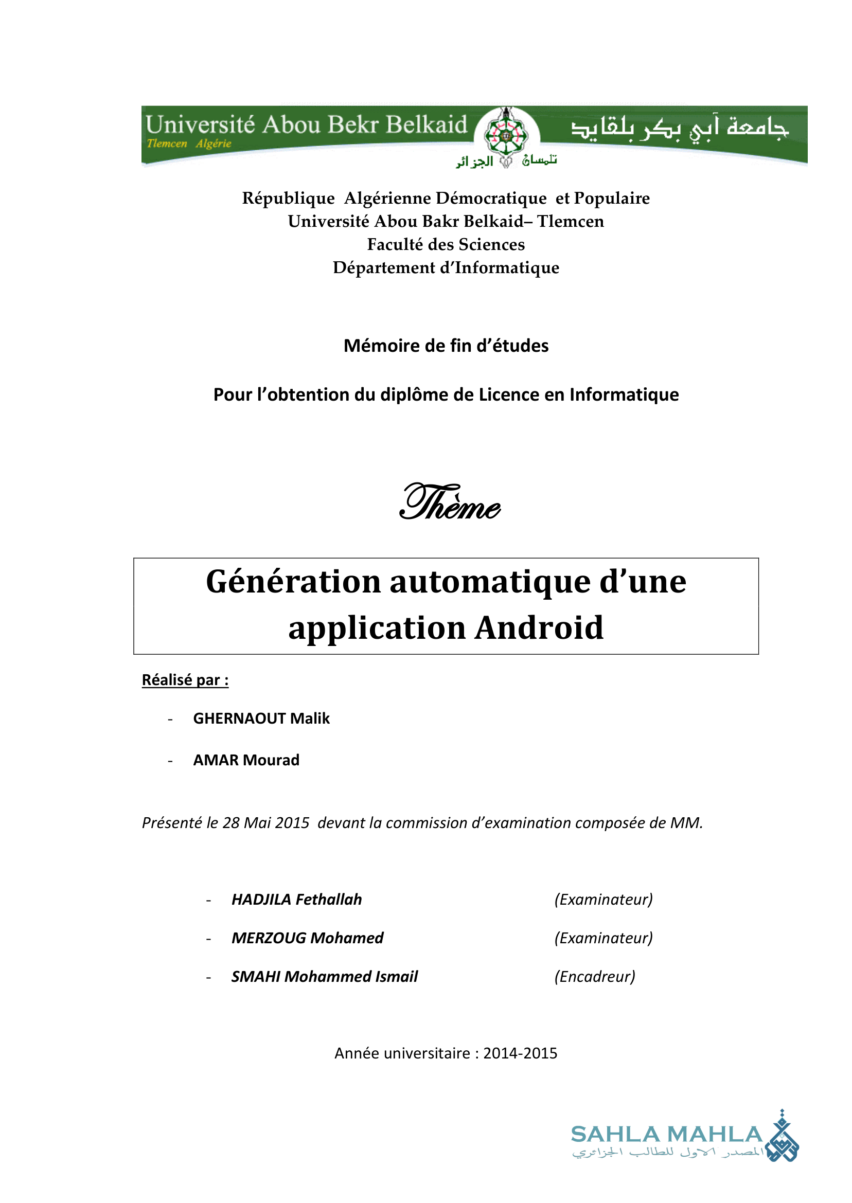 Génération automatique d'une application Android