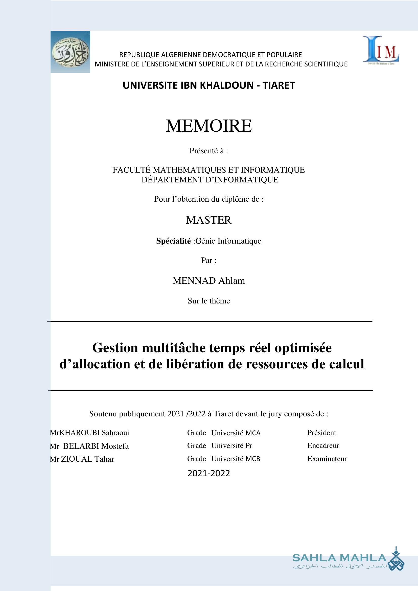 Gestion multitâche temps réel optimisée d'allocation et de libération de ressources de calcul