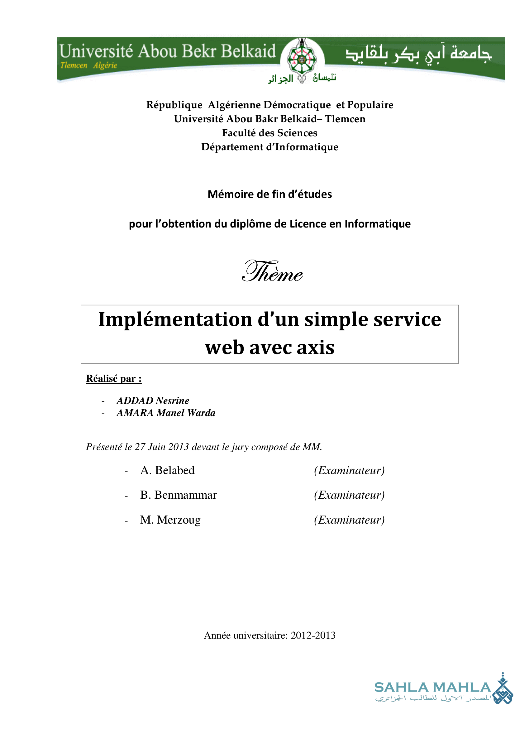 Implémentation d'un simple service web avec axis