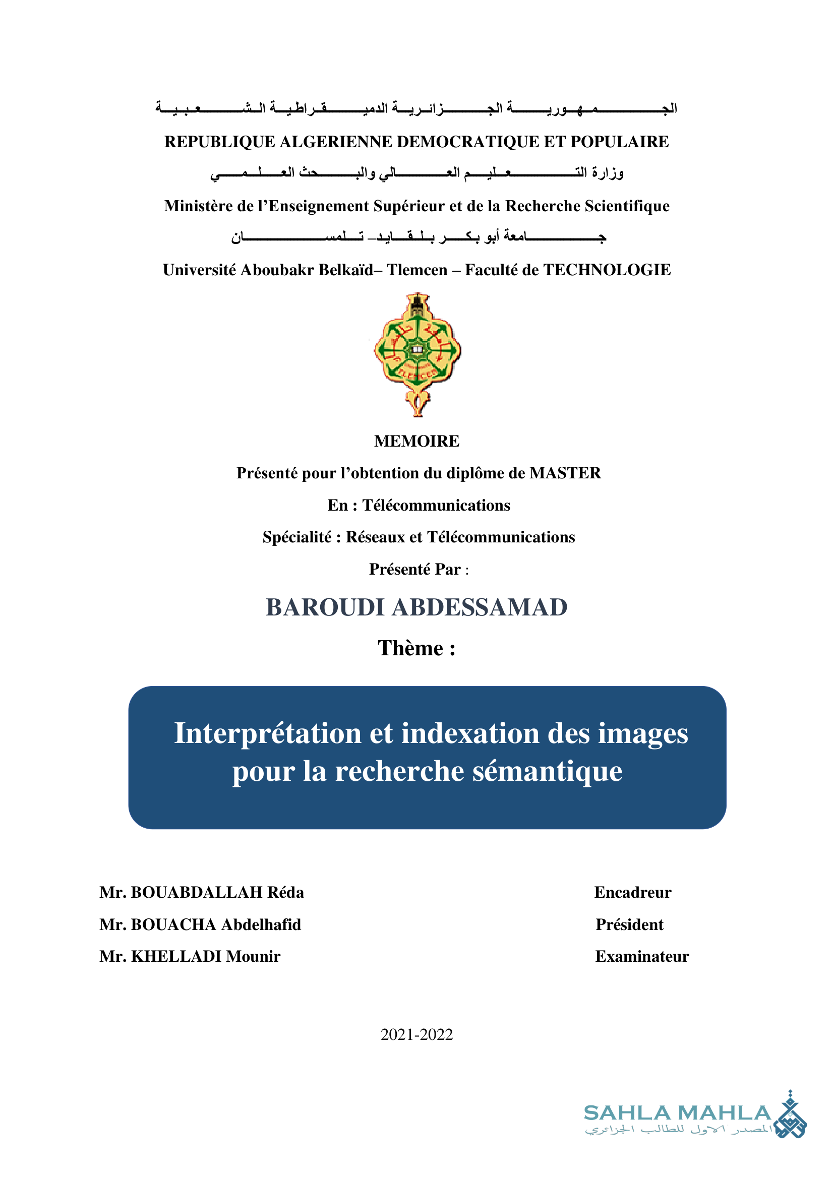 Interprétation et indexation des images pour la recherche sémantique